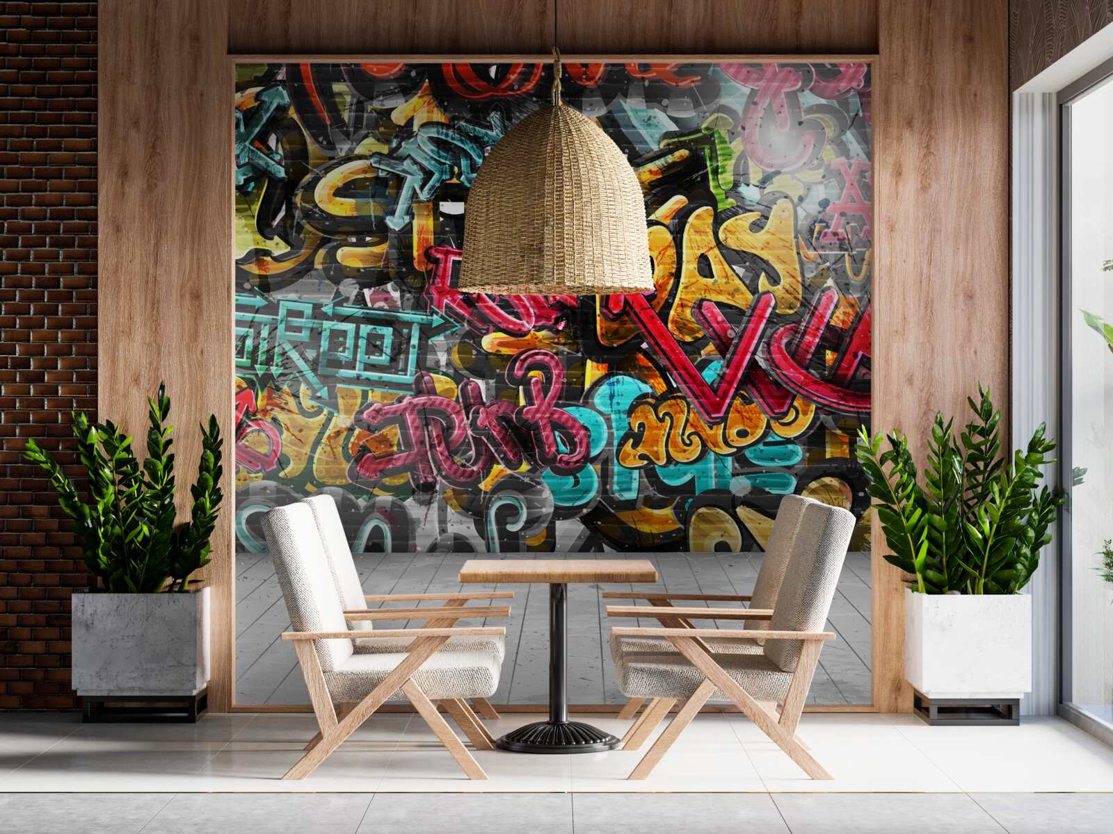 Fototapeten mit Graffiti bedeckte Wand