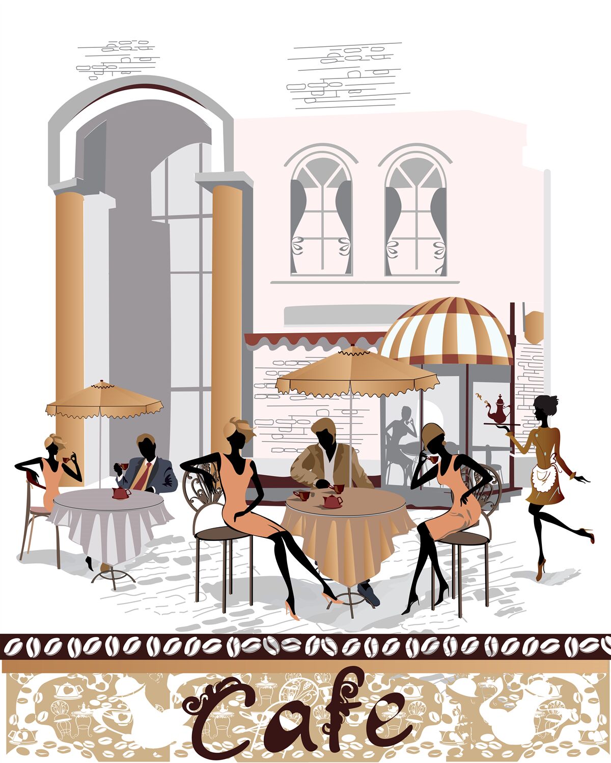 Fototapeten Bild eines Cafés mit Gästen