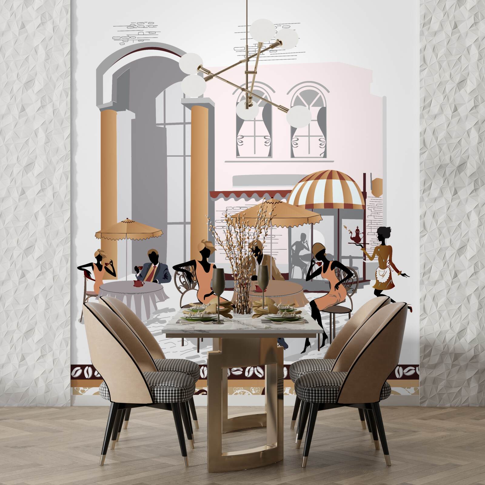 Fototapeten Bild eines Cafés mit Gästen