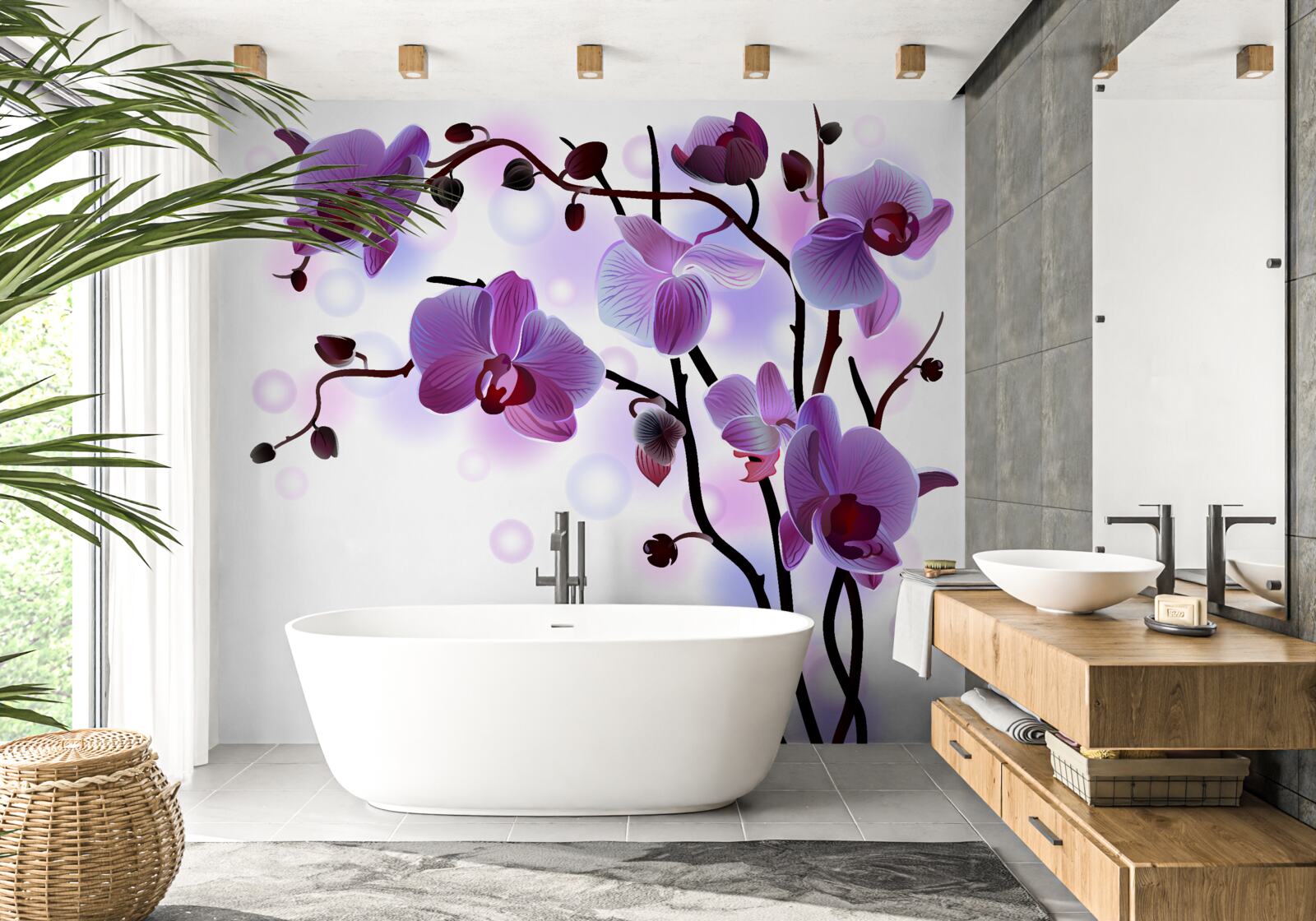 Fototapeten Lila Orchideenzweige