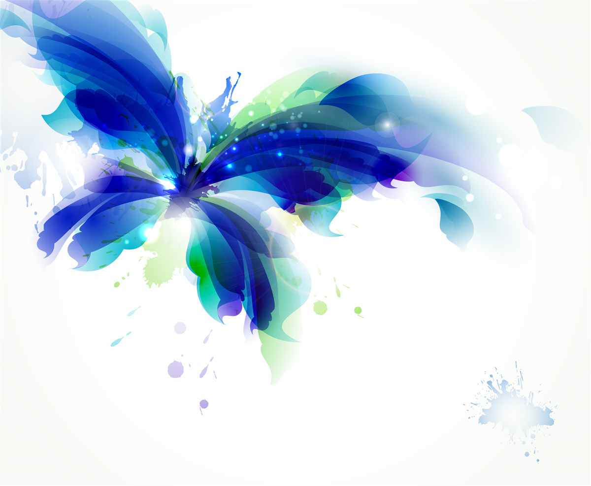 Fototapeten Aquarellblau -Schmetterling in der Luft