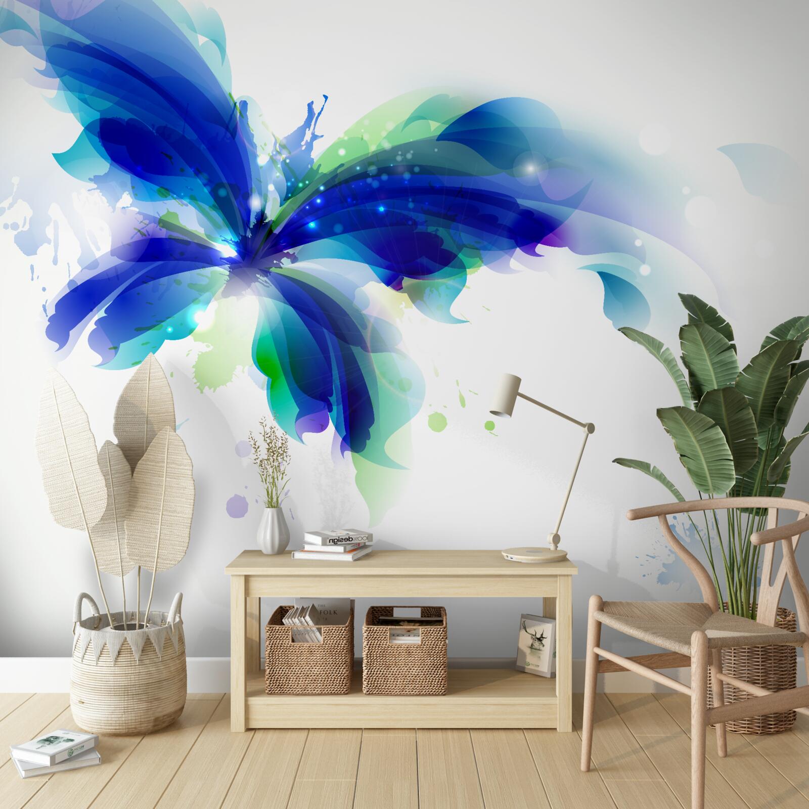 Fototapeten Aquarellblau -Schmetterling in der Luft