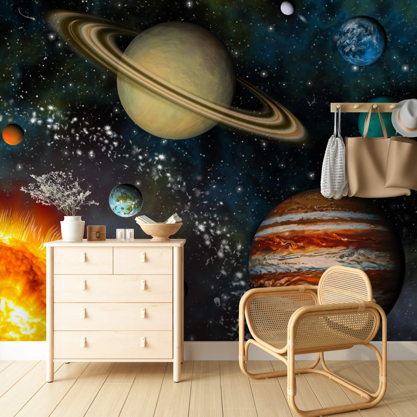 Fototapeten Planeten um die Sonne herum zirkulieren