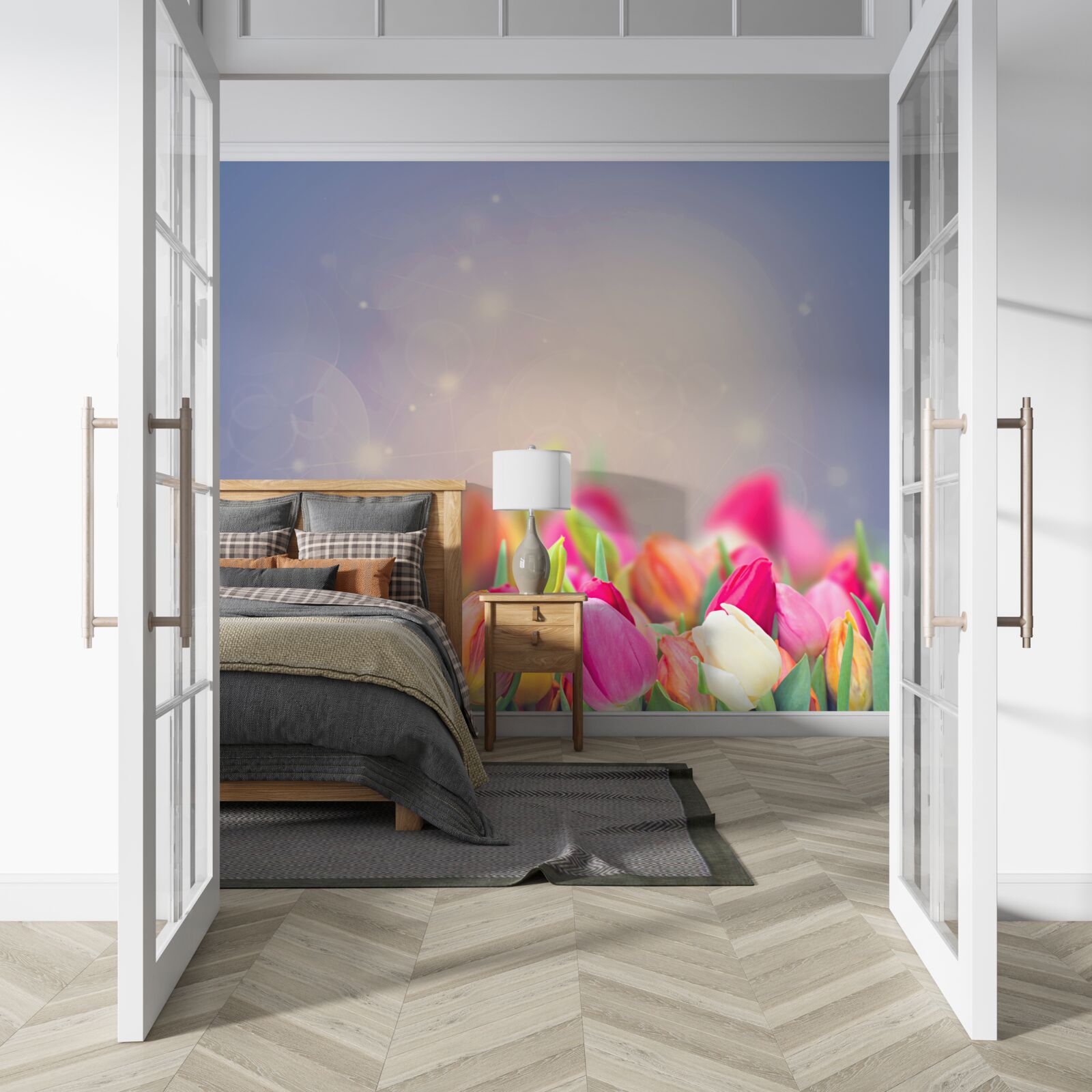 Fototapeten Tulpen schlafen nachts ein