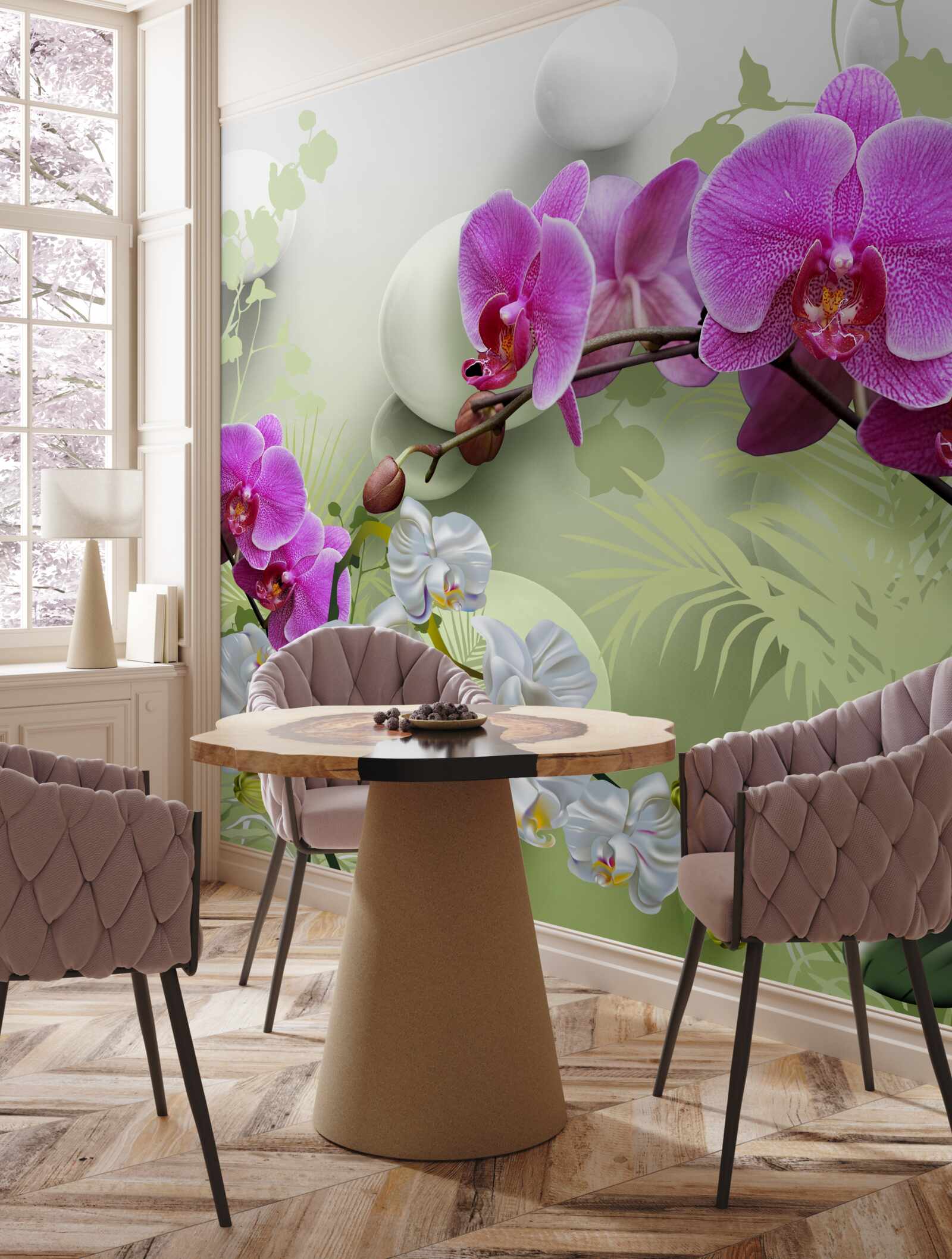 Fototapeten Violet Orchidee an Zweigen