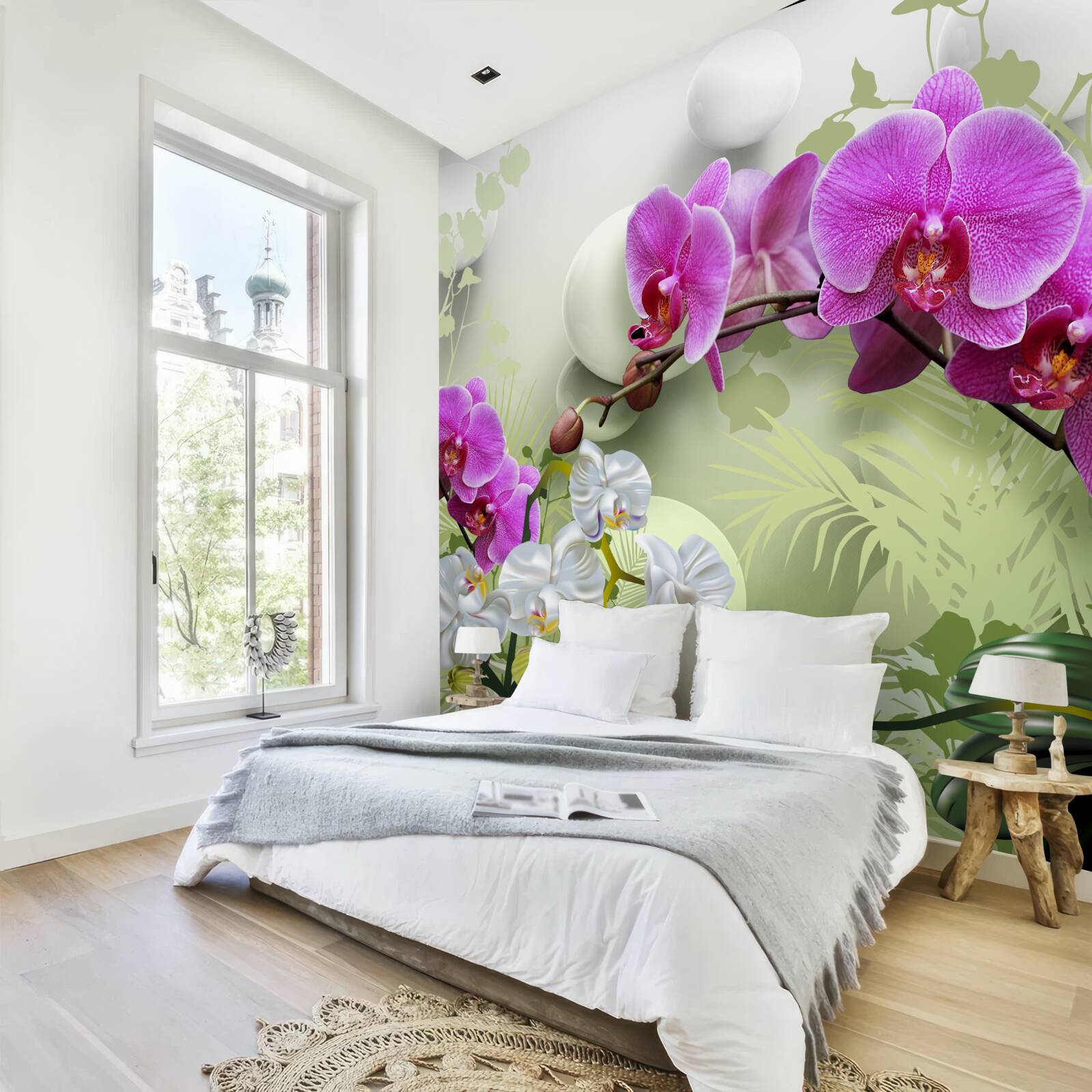 Fototapeten Violet Orchidee an Zweigen