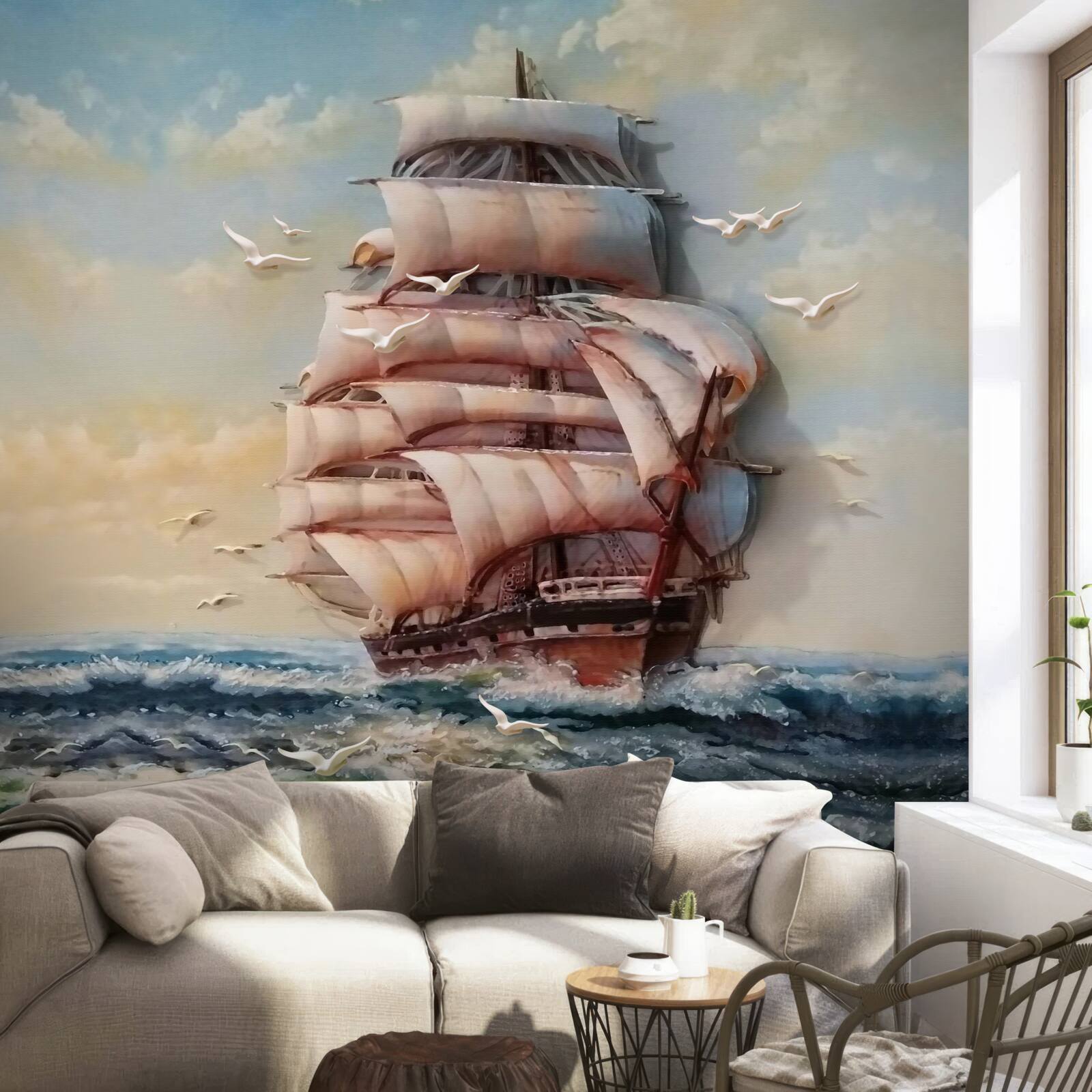 Fototapeten Segelschiff während eines Sturms