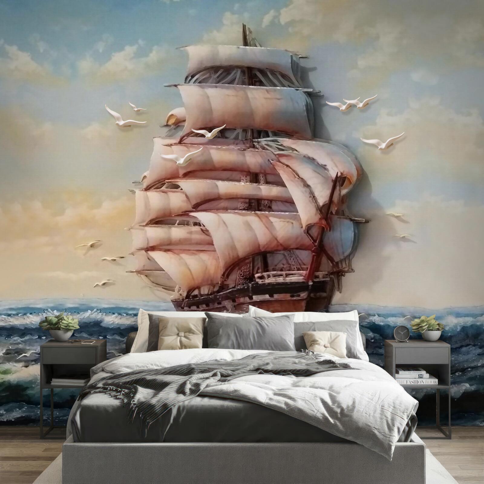 Fototapeten Segelschiff während eines Sturms
