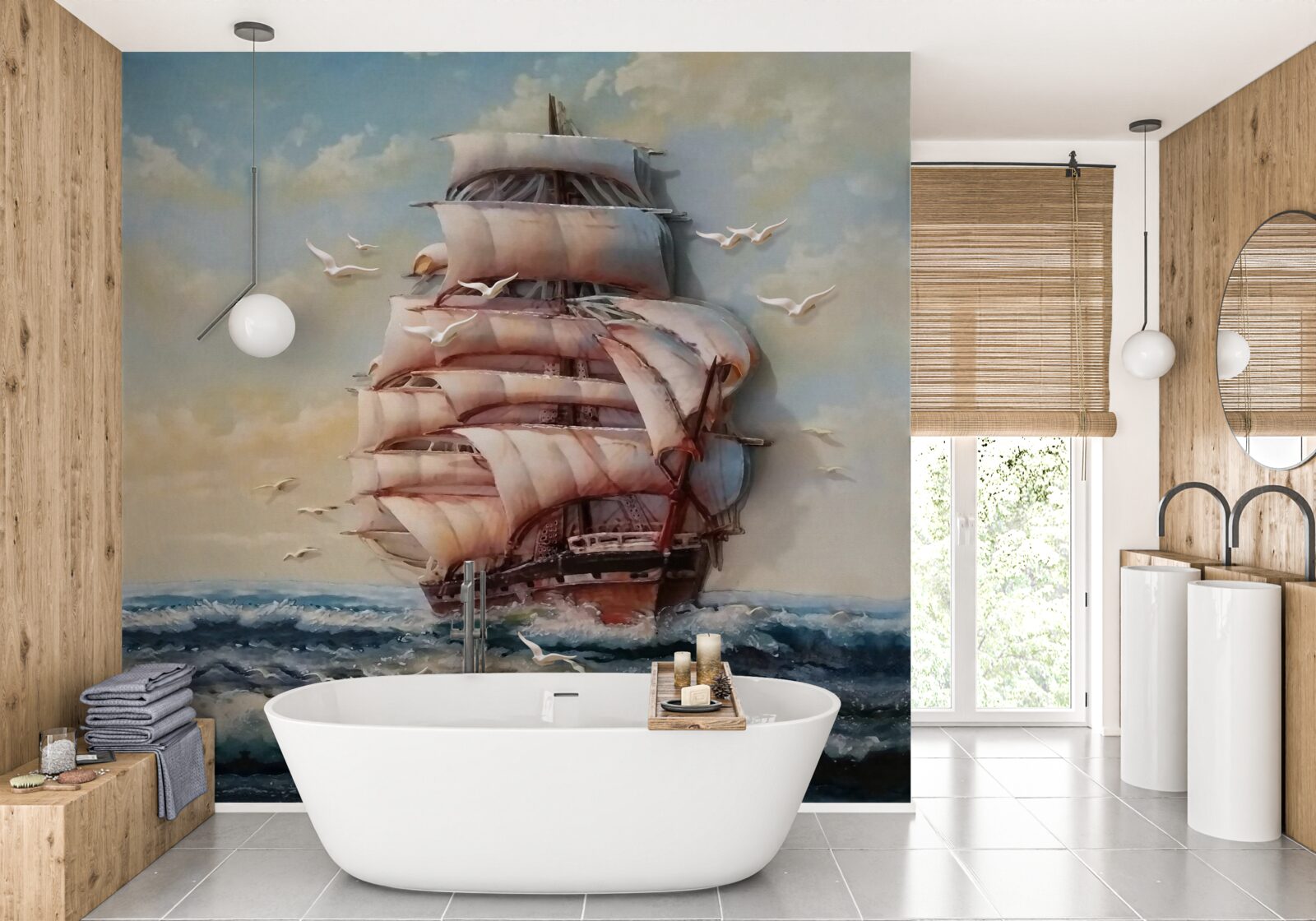 Fototapeten Segelschiff während eines Sturms