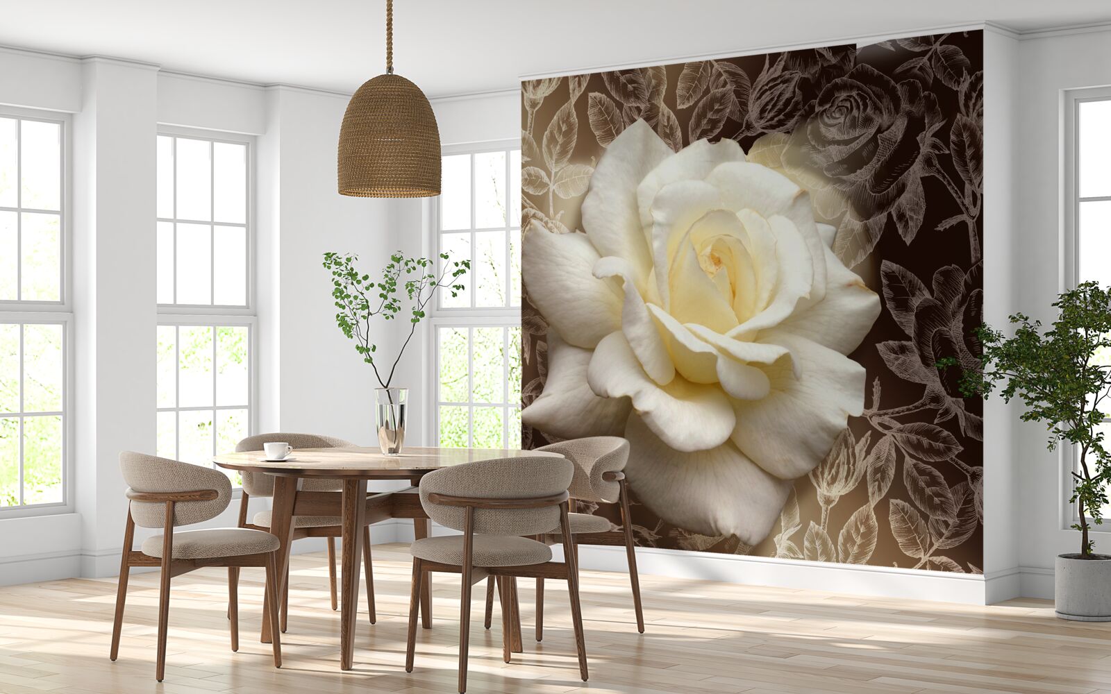 Fototapeten Ein wunderbarer Schnee -weiße Rosenblume