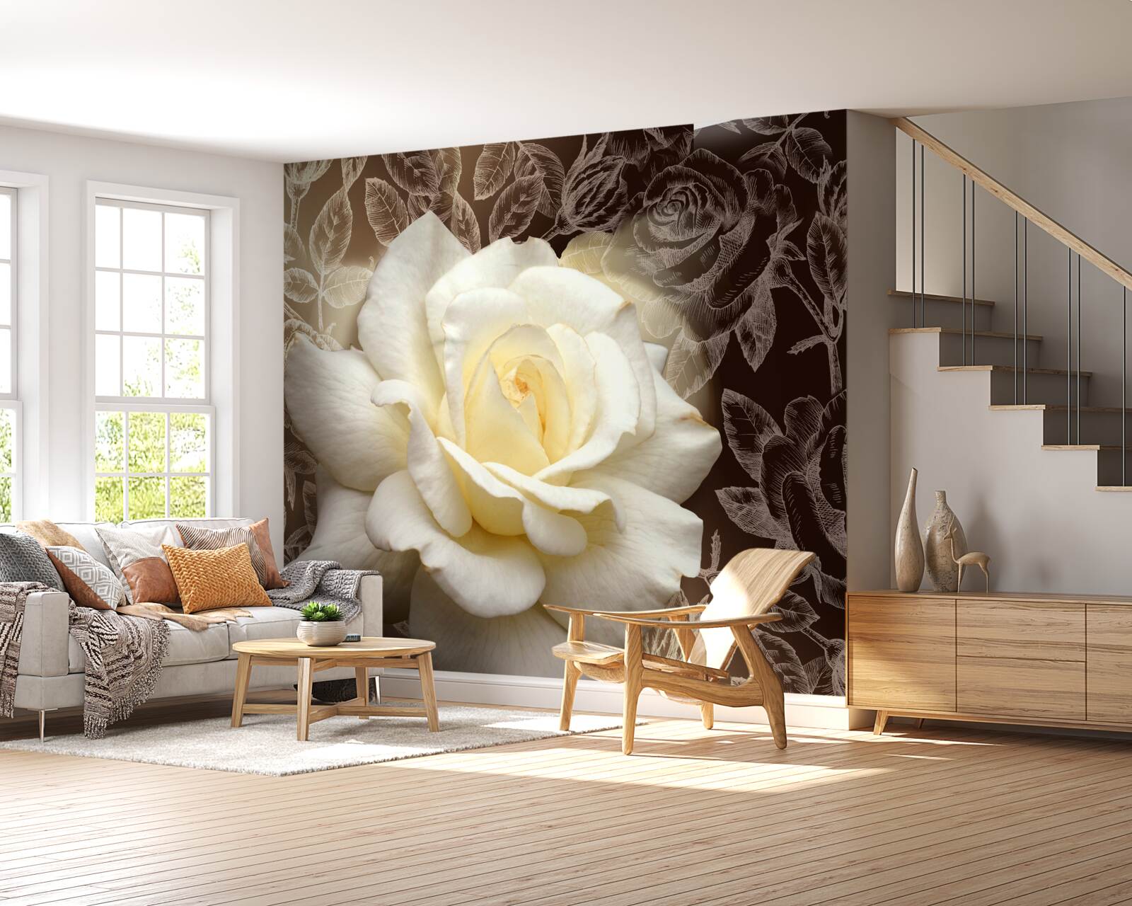 Fototapeten Ein wunderbarer Schnee -weiße Rosenblume