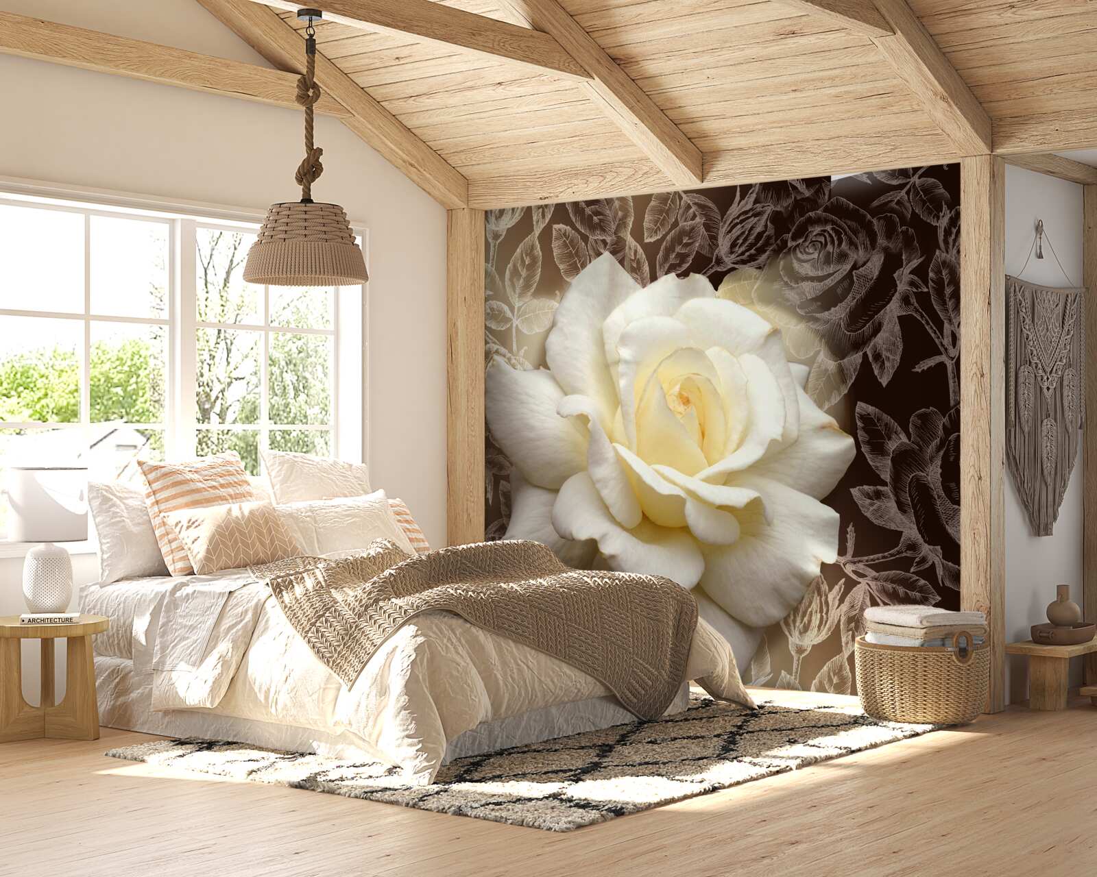 Fototapeten Ein wunderbarer Schnee -weiße Rosenblume