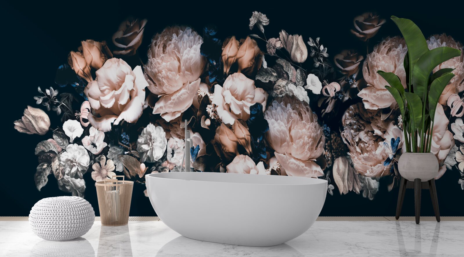 Fototapeten Blumen in Weiß- und Rosa -Schatten in der Arrangement