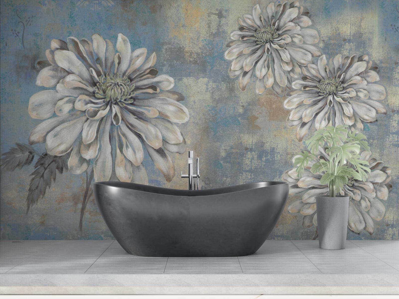 Fototapeten Weiße Gerberas am Wasser