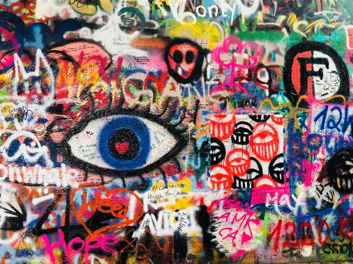 Fototapeten Regenbogenzusammensetzungen von Graffiti