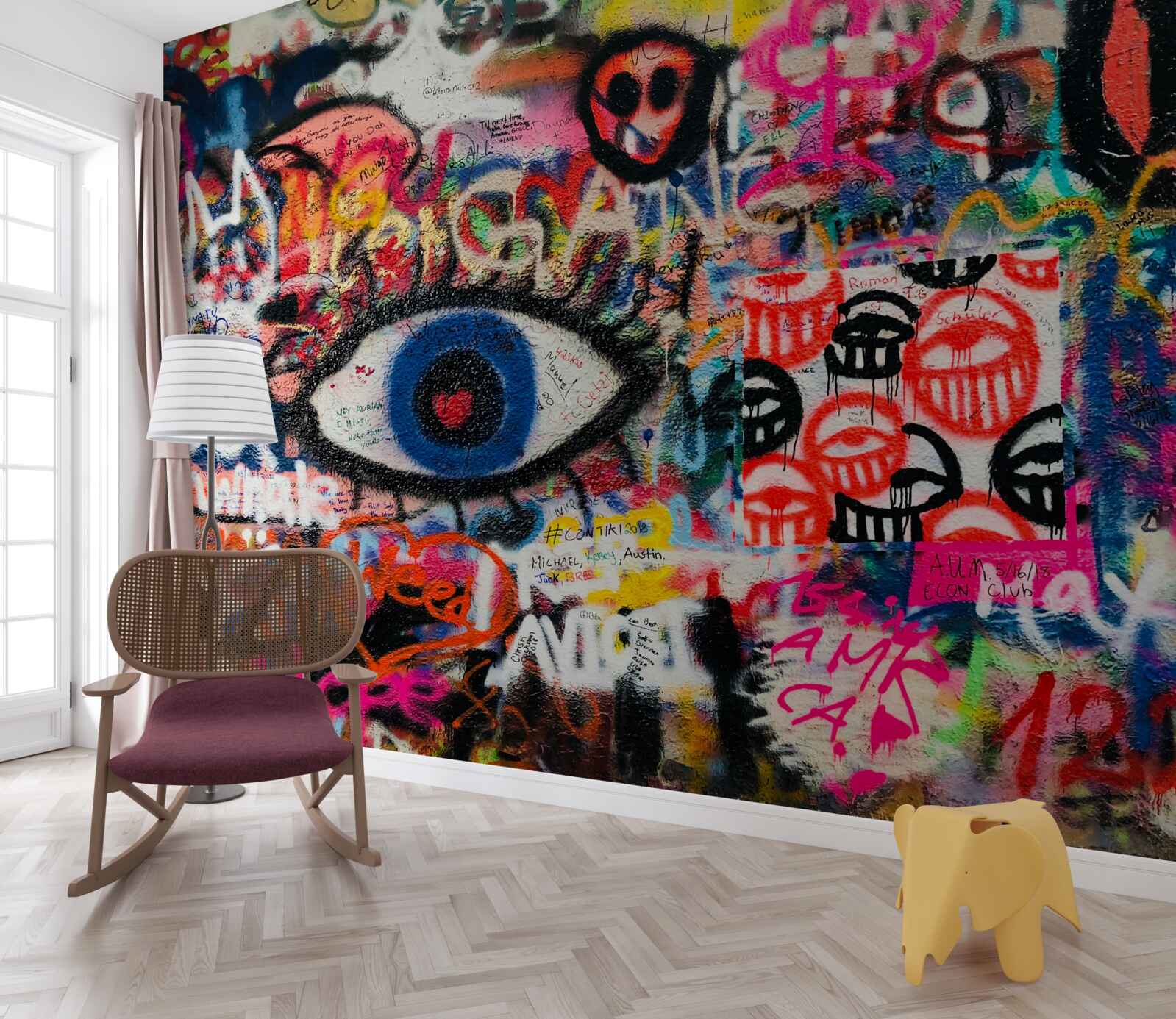 Fototapeten Regenbogenzusammensetzungen von Graffiti