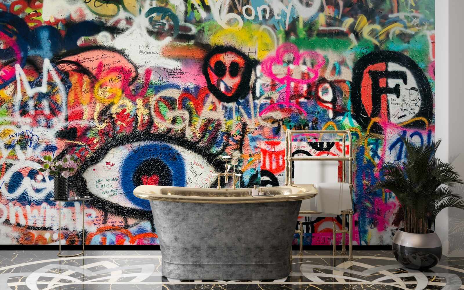Fototapeten Regenbogenzusammensetzungen von Graffiti