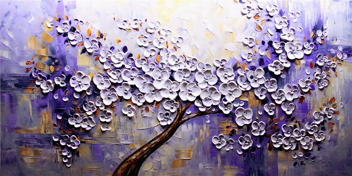 Fototapeten Helle und helle Blüten blühen am Baum