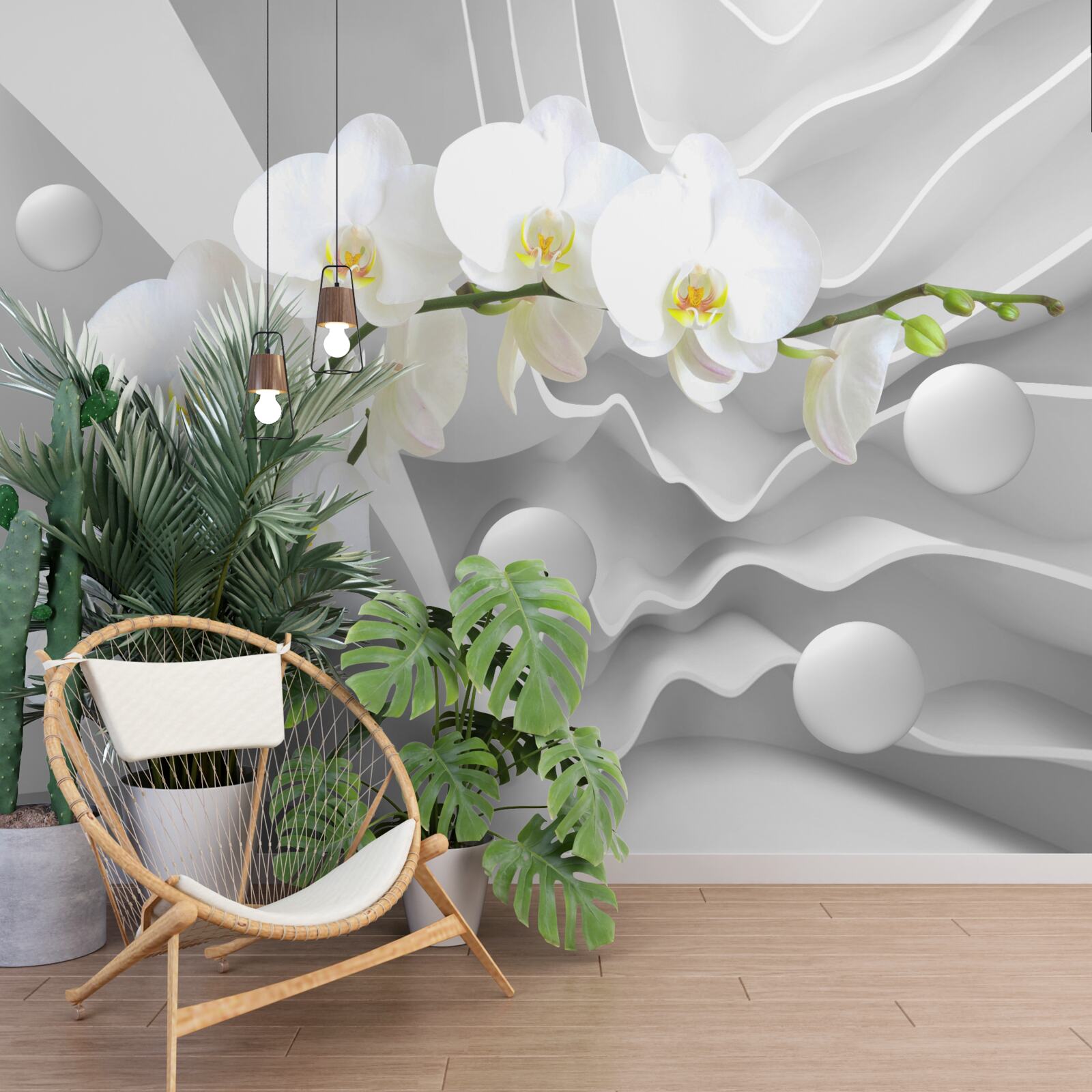 Fototapeten Abstraktion der anmutigen weißen Orchidee