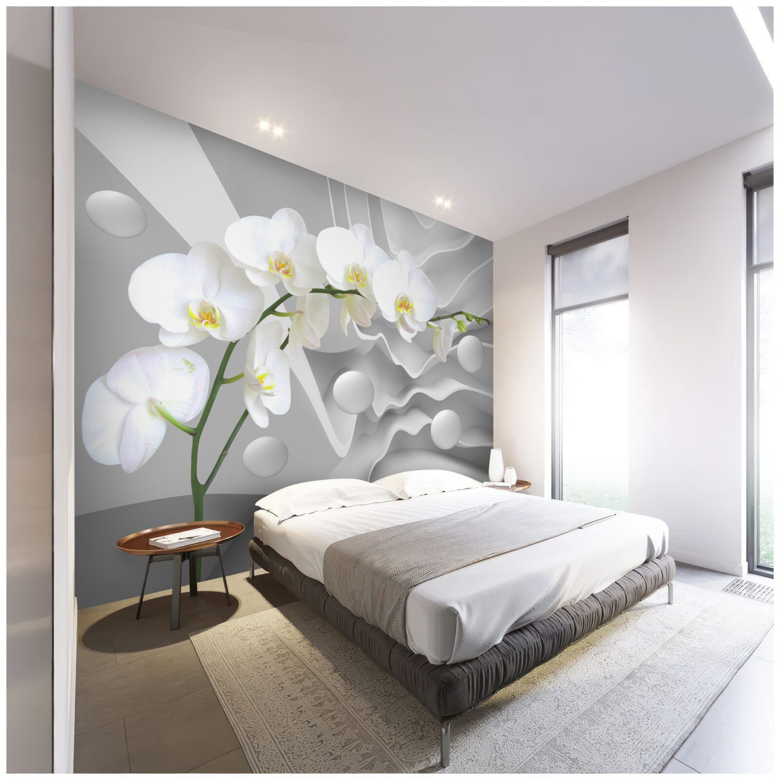 Fototapeten Abstraktion der anmutigen weißen Orchidee