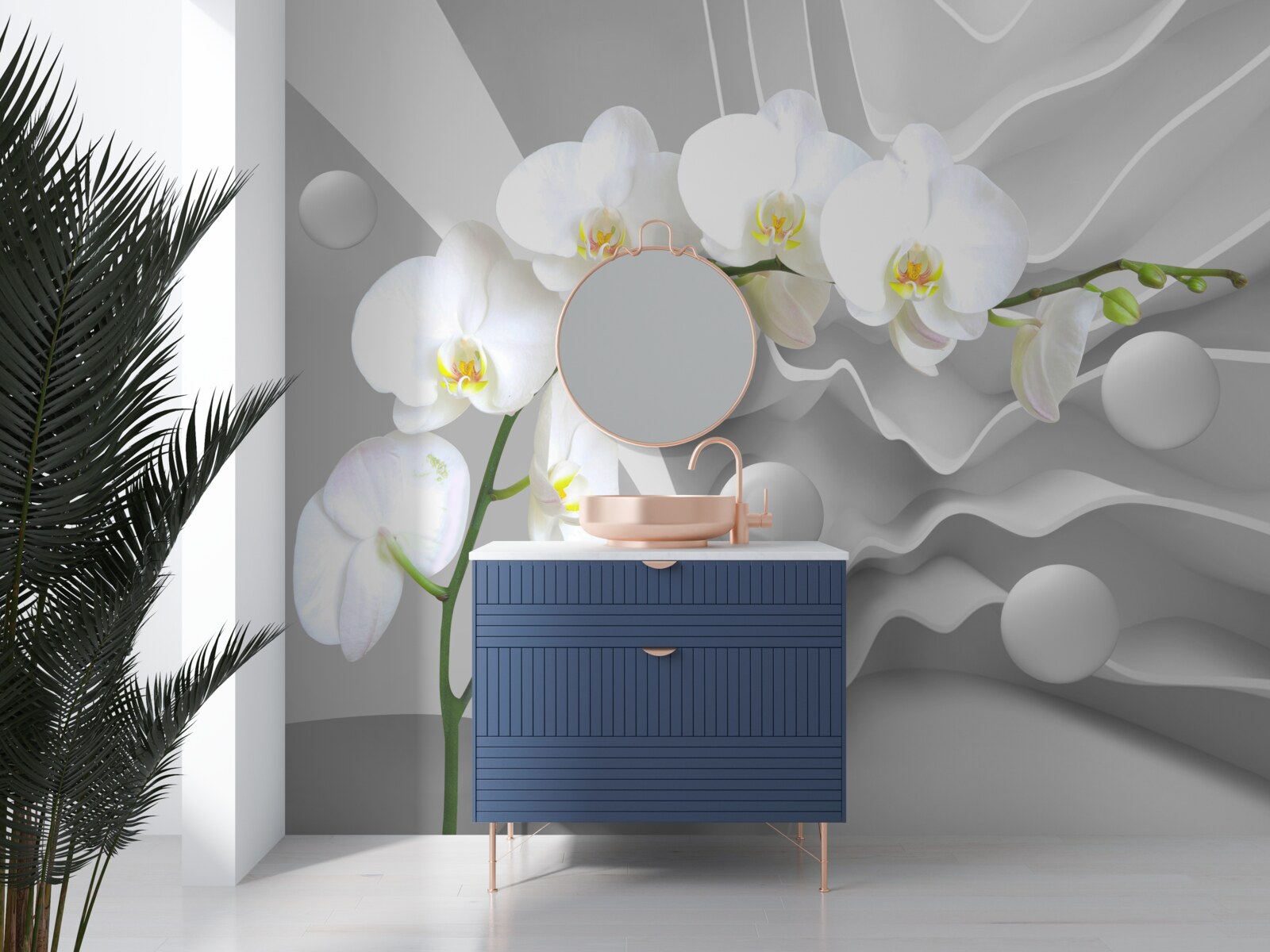 Fototapeten Abstraktion der anmutigen weißen Orchidee