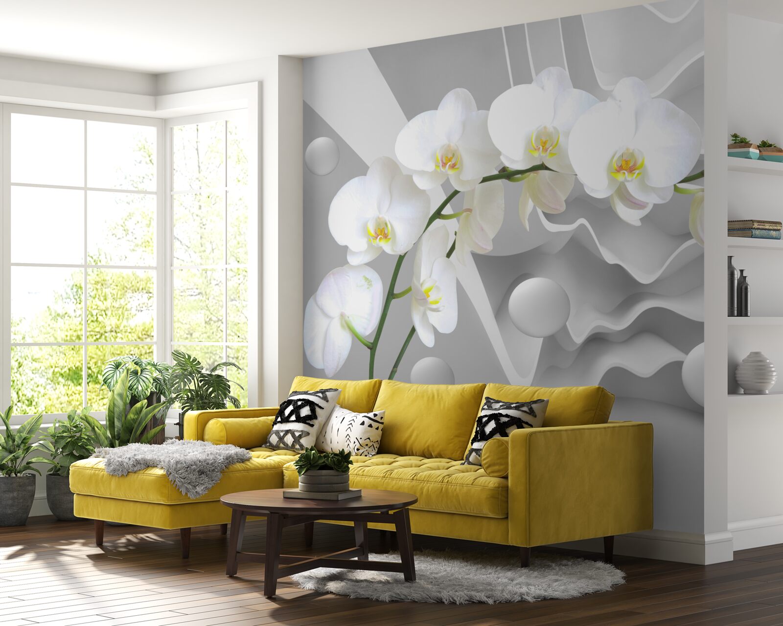 Fototapeten Abstraktion der anmutigen weißen Orchidee