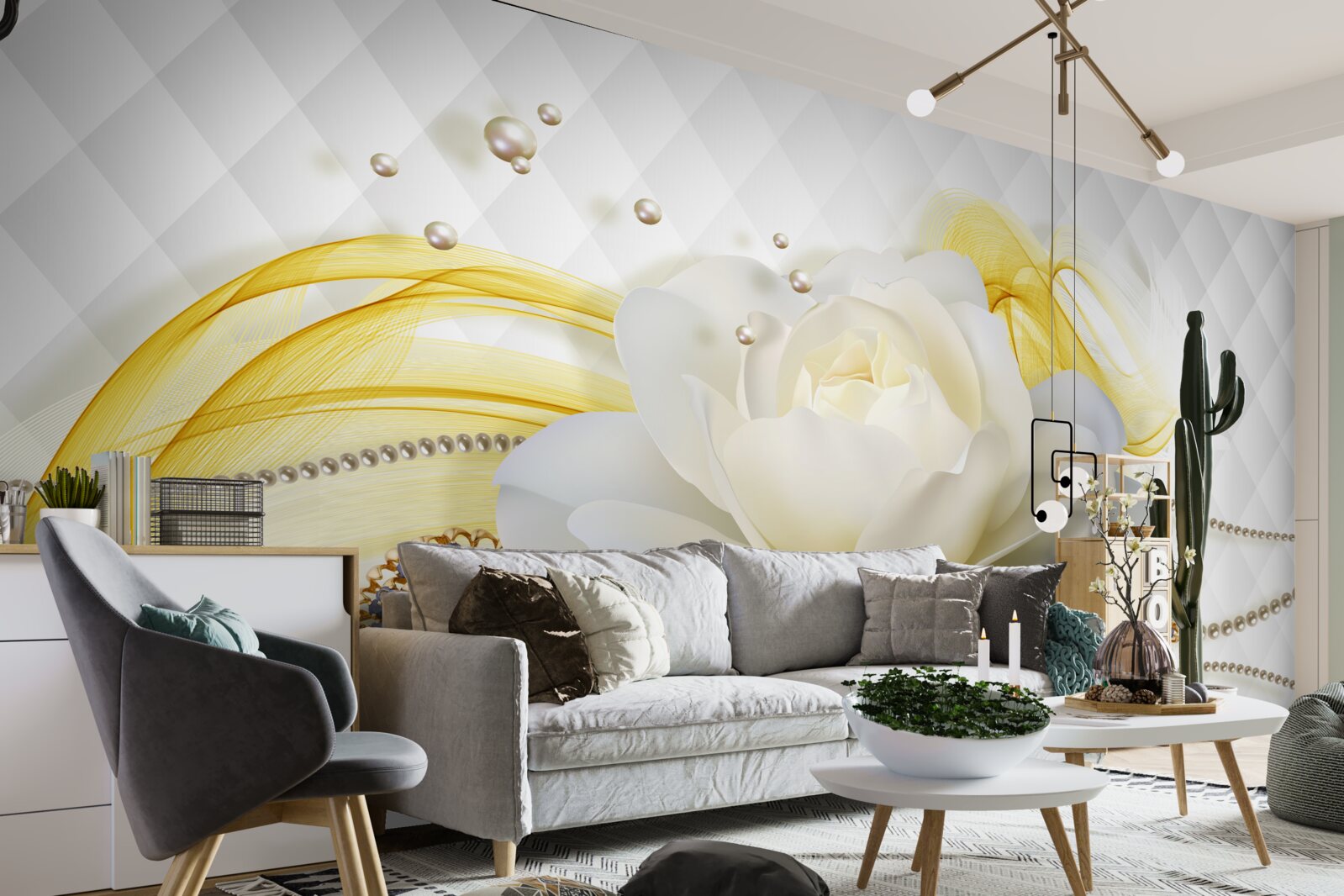 Fototapeten Goldene Knospe auf einem abstrakten Hintergrund
