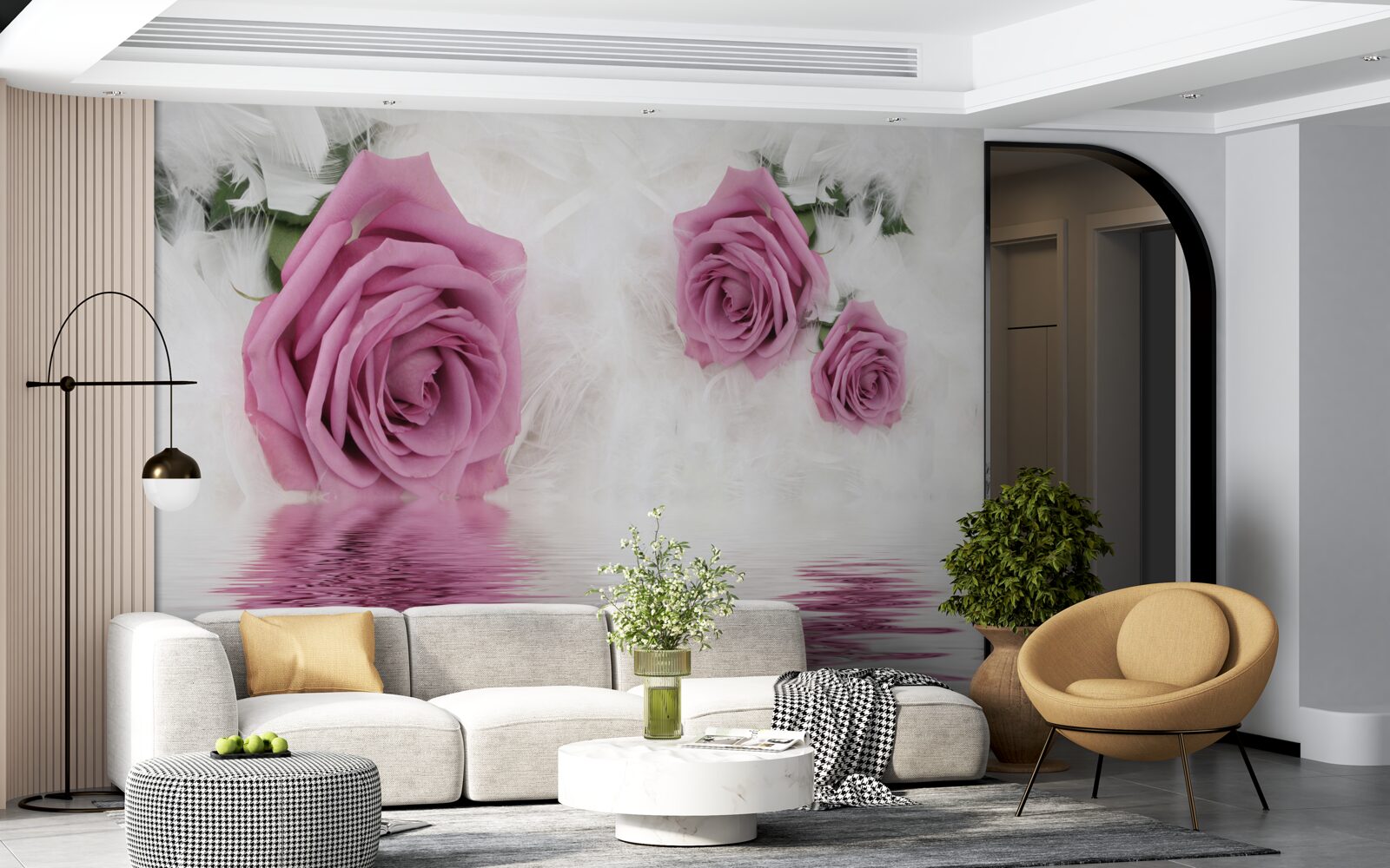 Fototapeten rosa Knospen in der Nähe des Teiches