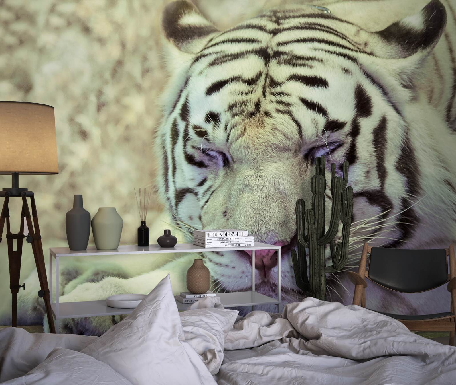 Fototapeten Weißer Tiger im Schlafzustand