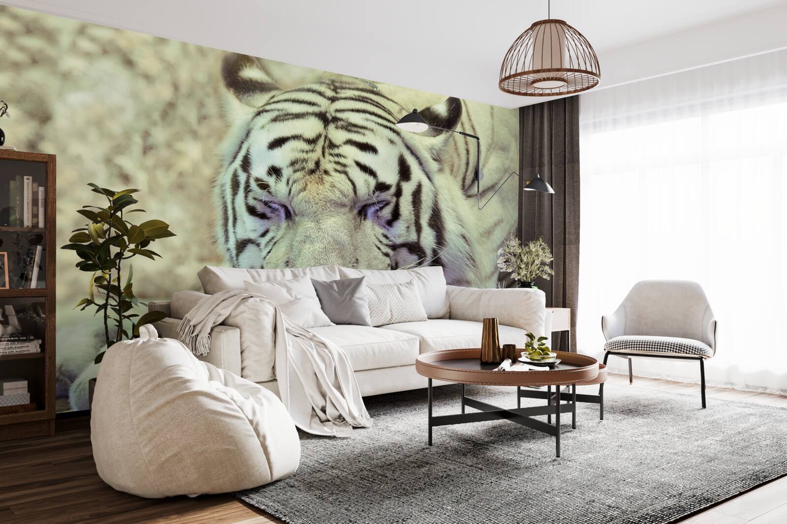Fototapeten Weißer Tiger im Schlafzustand