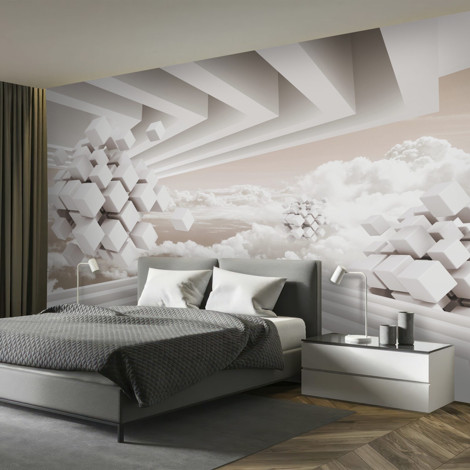 Fototapeten 3D -Wolken auf einer hellen Oberfläche