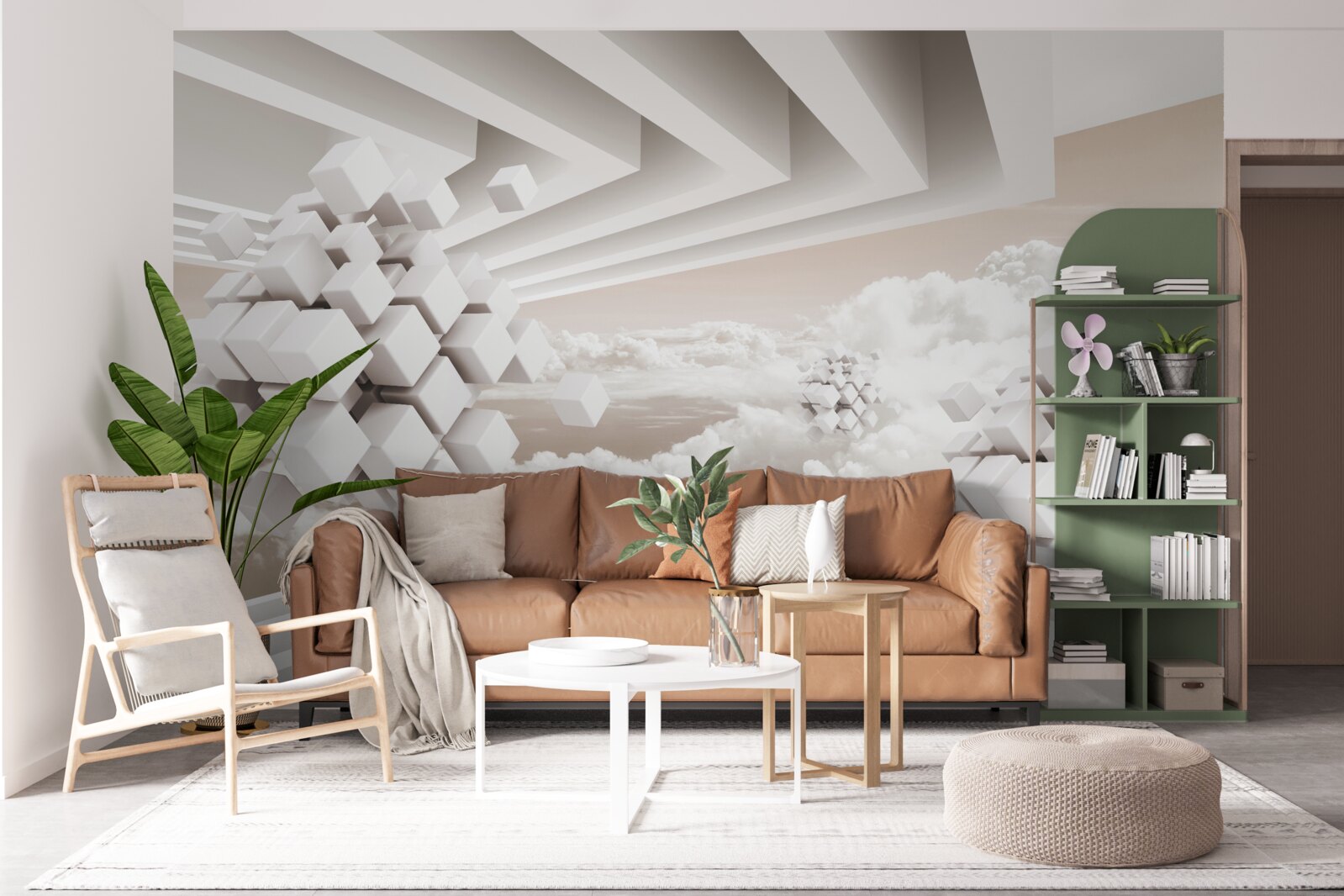Fototapeten 3D -Wolken auf einer hellen Oberfläche