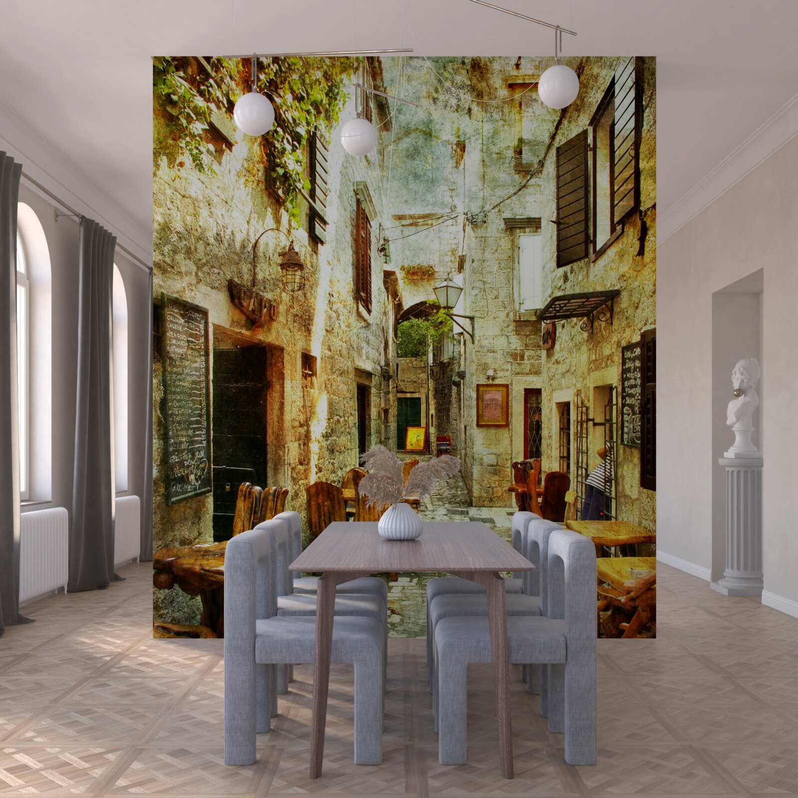 Fototapeten Ein Café mit einer gemütlichen Atmosphäre im historischen Teil der Stadt