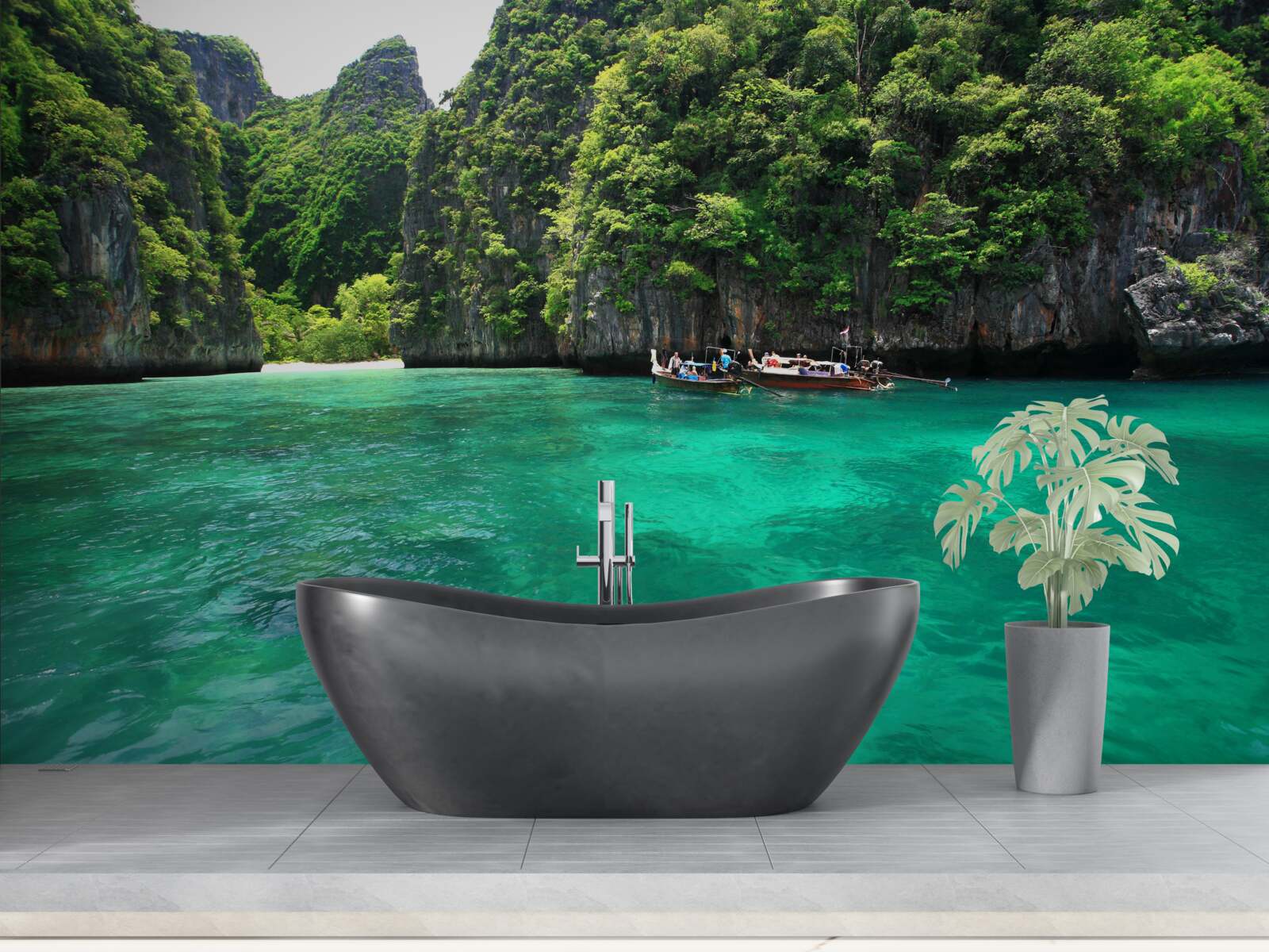 Fototapeten türkisfarbene Wasser und Emerald Berginseln