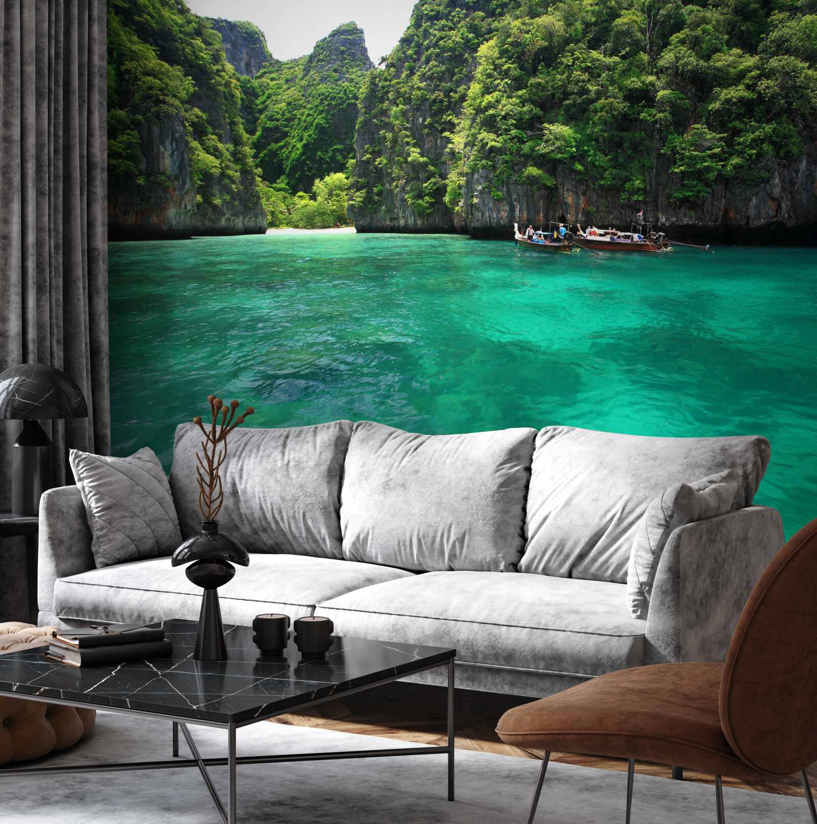 Fototapeten türkisfarbene Wasser und Emerald Berginseln