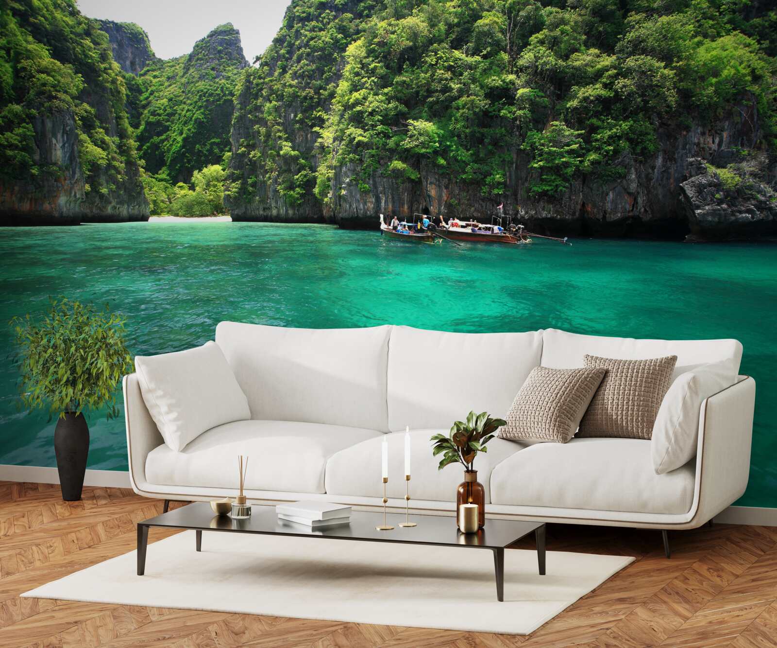 Fototapeten türkisfarbene Wasser und Emerald Berginseln