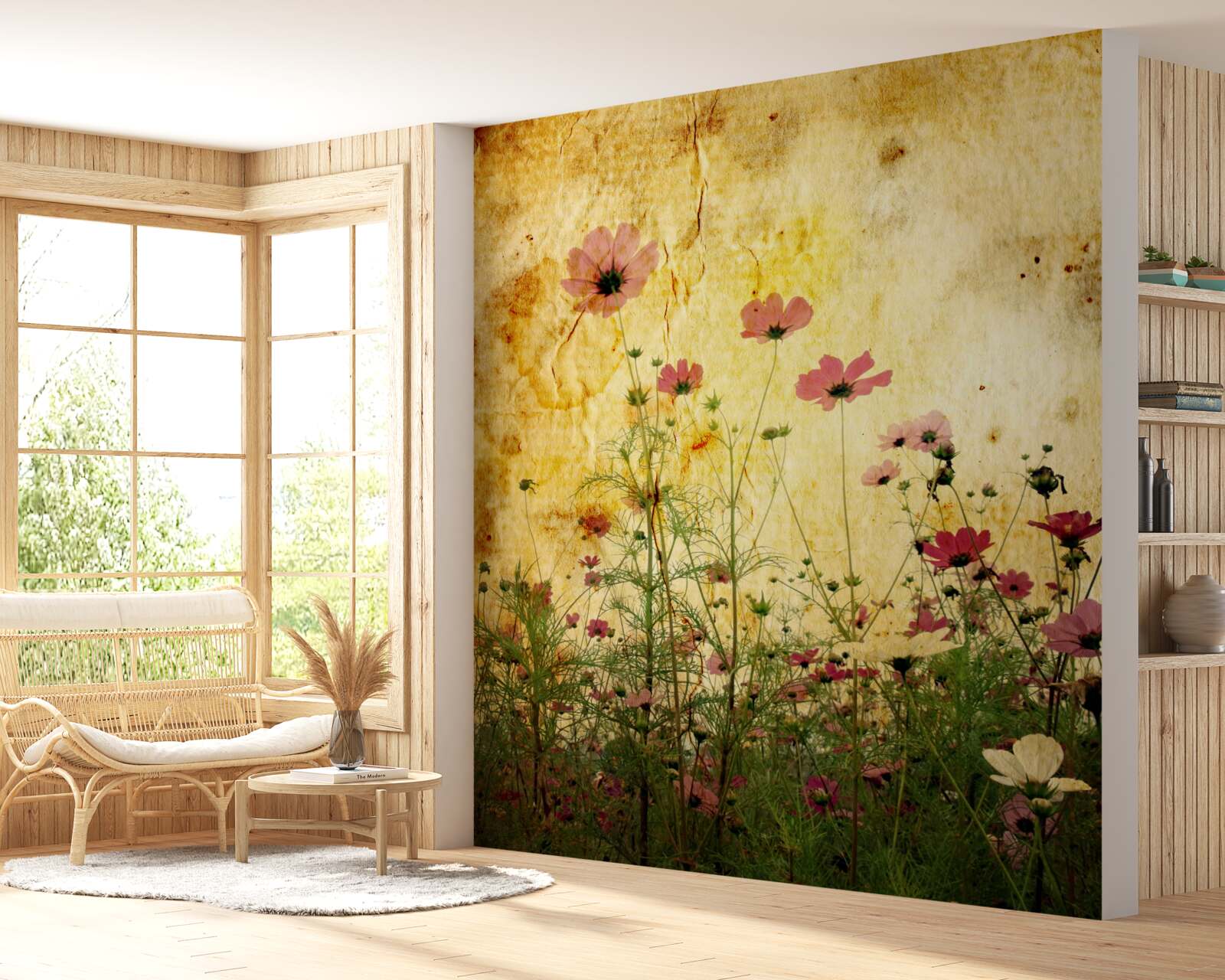 Fototapeten mit Mohn gepunktete Wiese