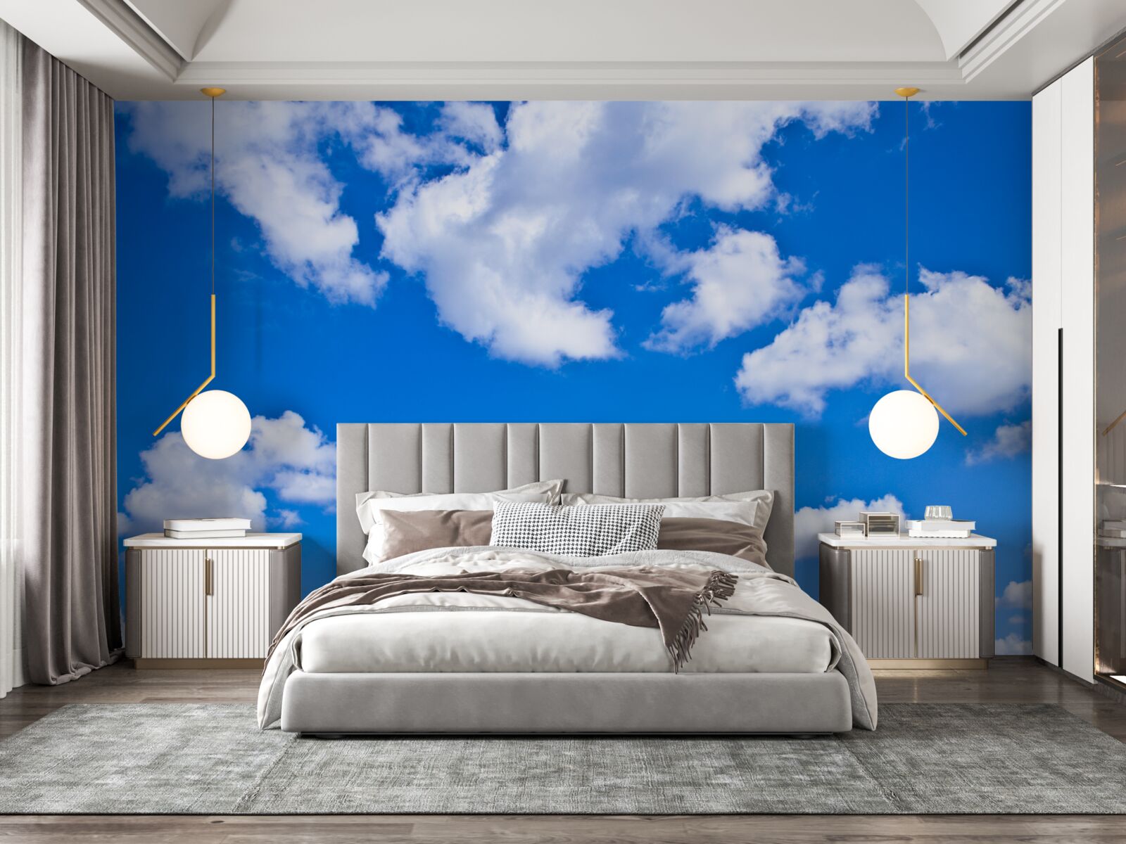 Fototapeten Wolken schweben am blauen Himmel