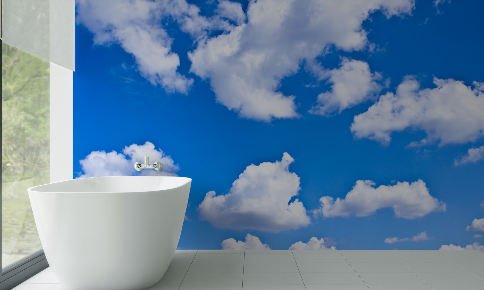 Fototapeten Wolken schweben am blauen Himmel