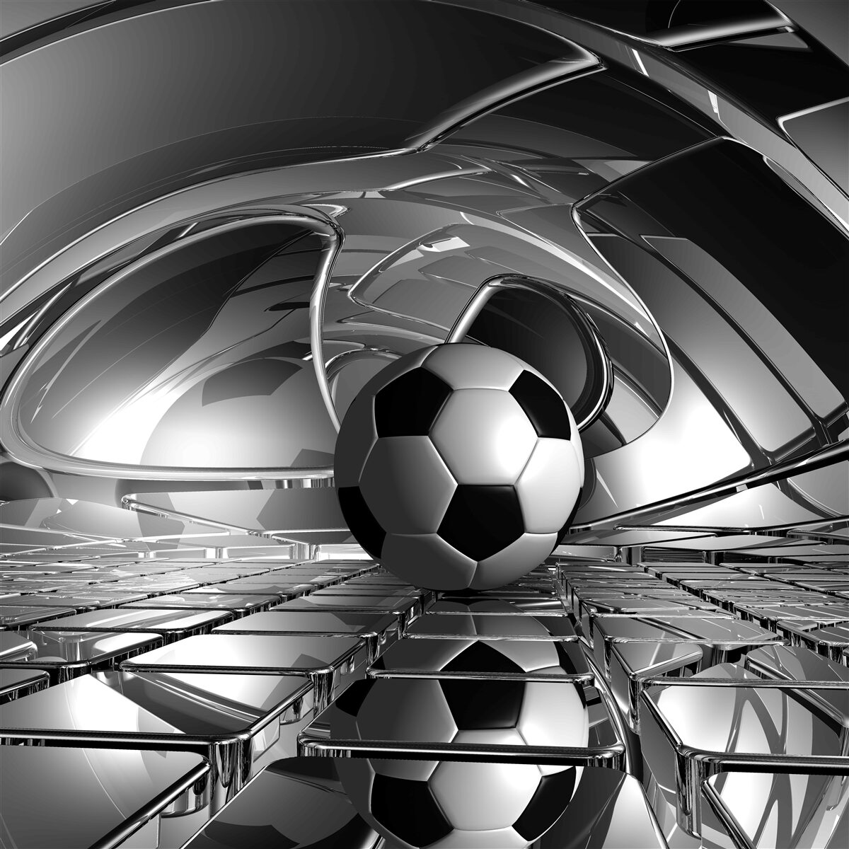 Fototapeten Fußball auf einer Glasoberfläche