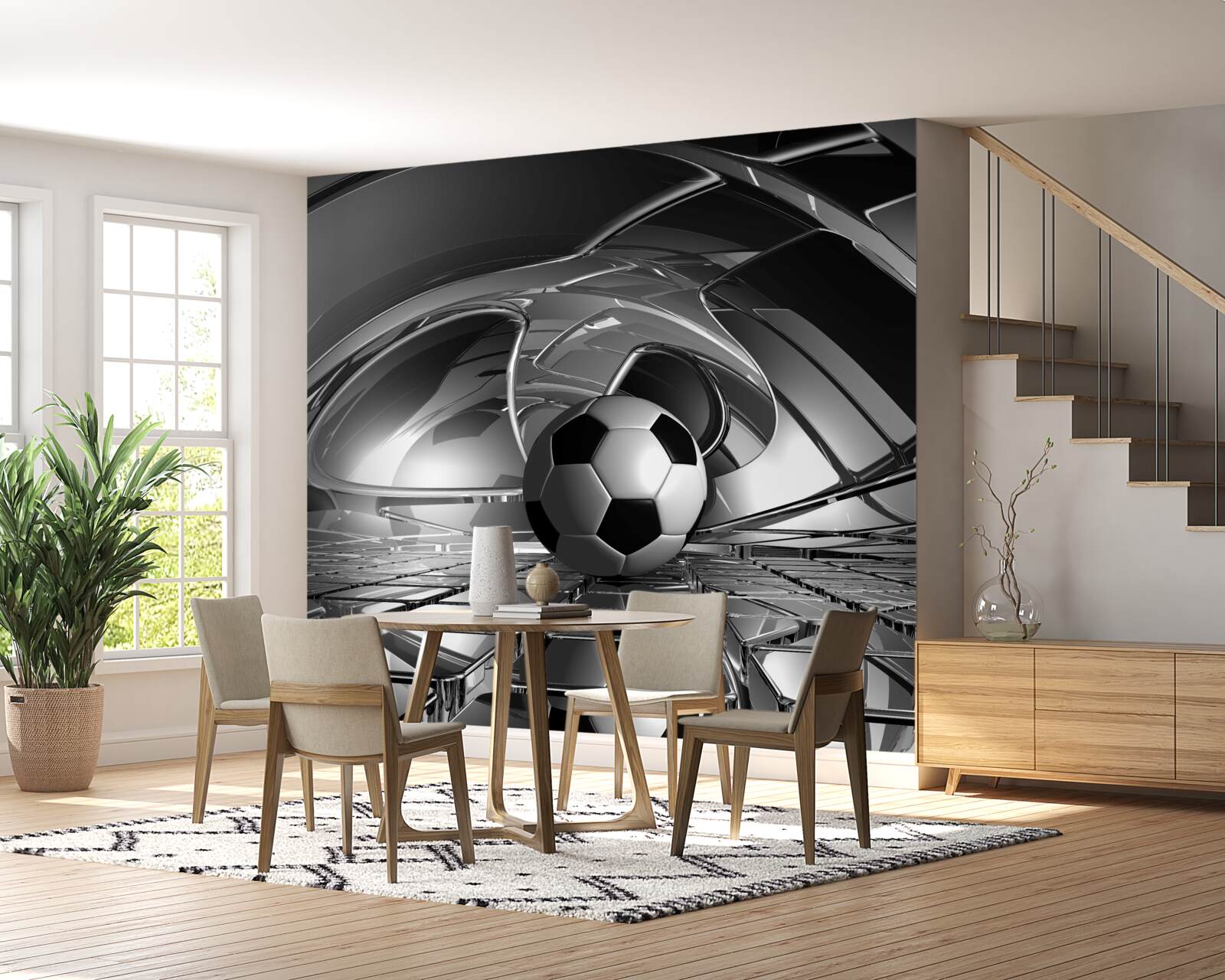 Fototapeten Fußball auf einer Glasoberfläche