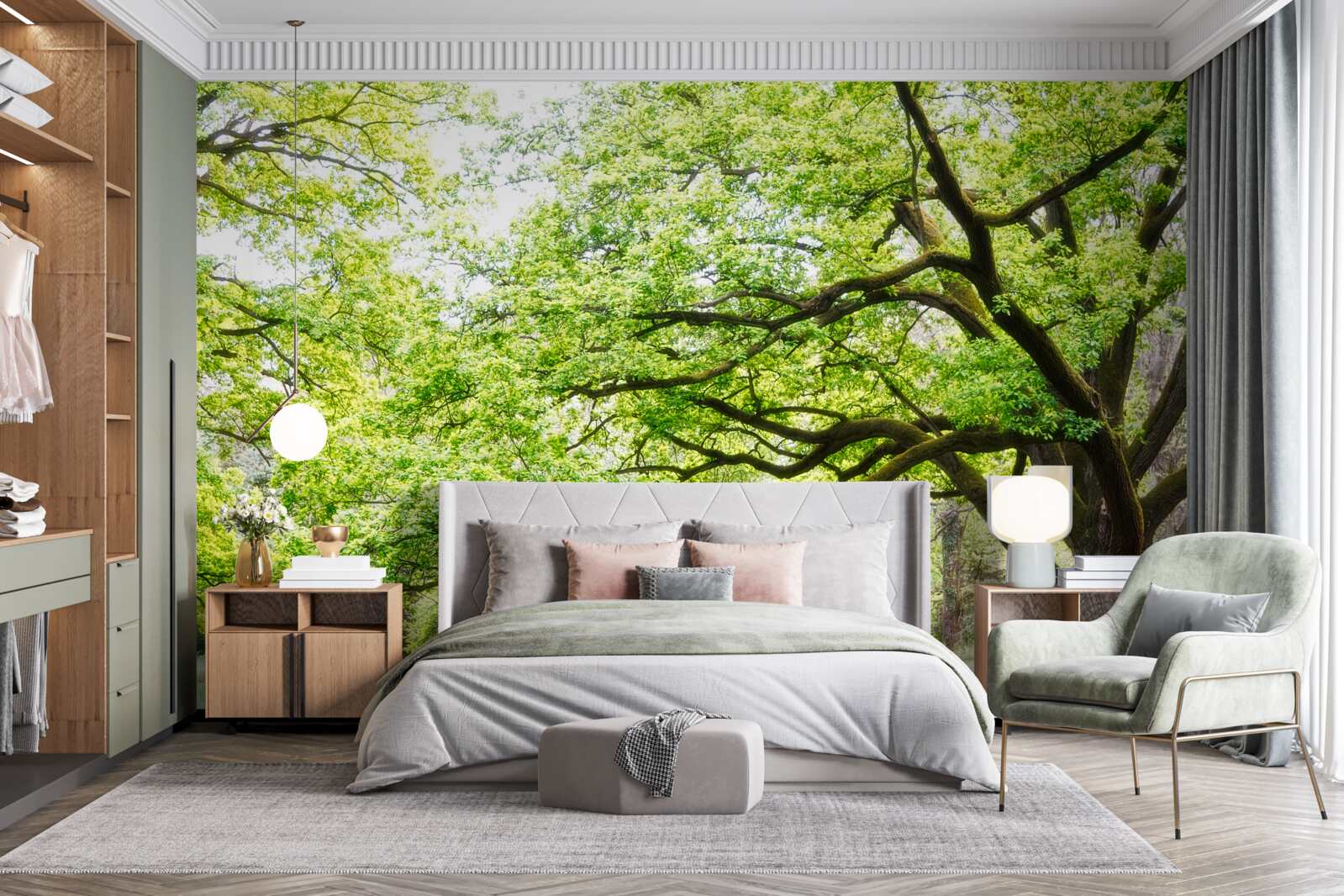 Fototapeten Alter Baum mit grünen Blättern
