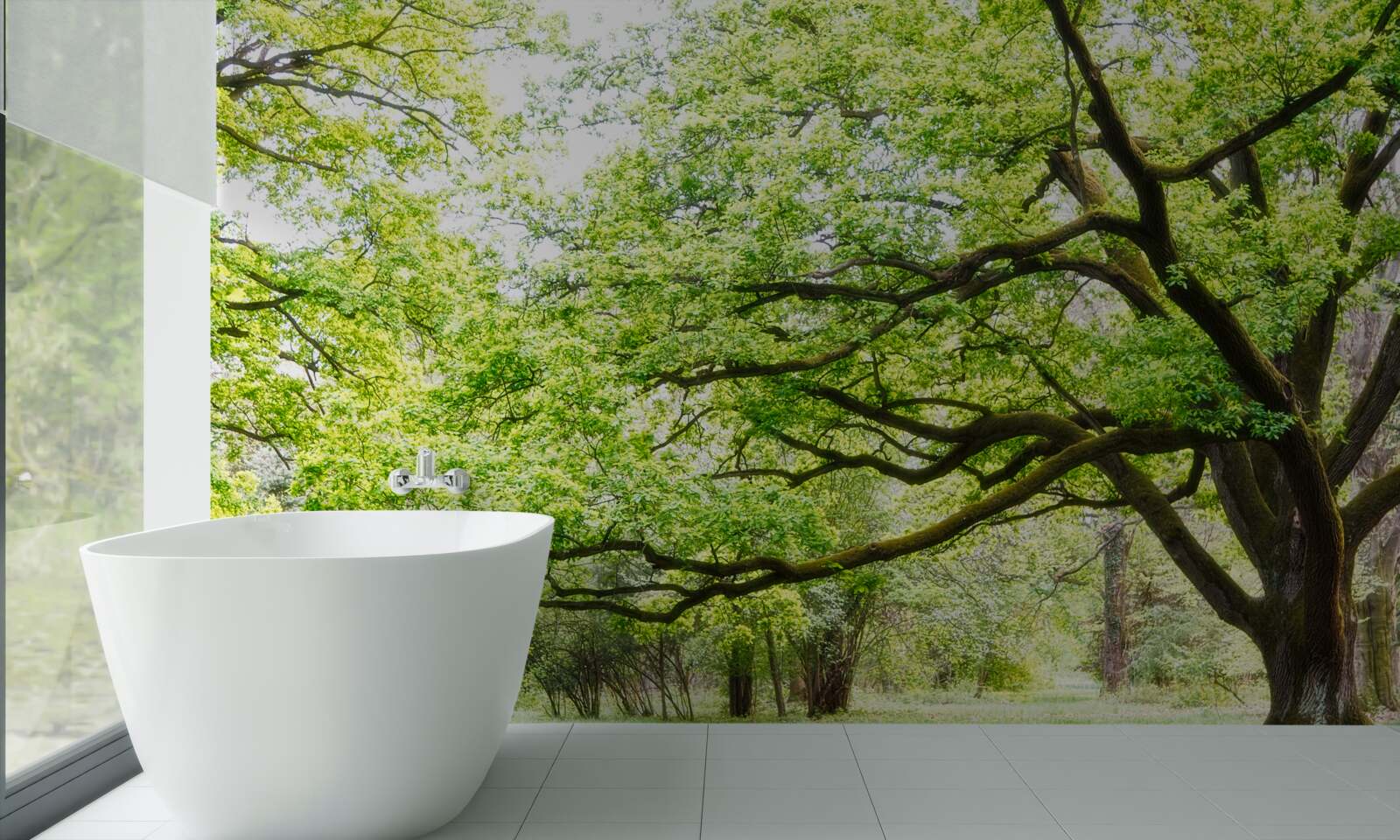 Fototapeten Alter Baum mit grünen Blättern