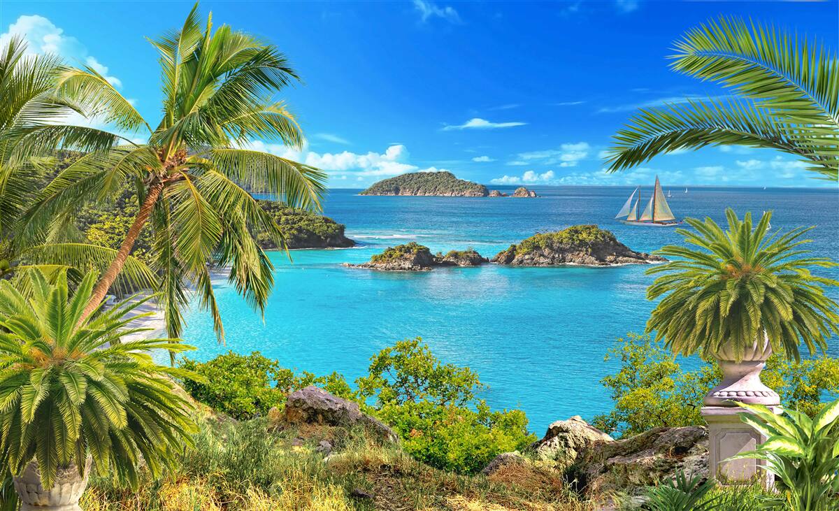 Fototapeten Azure -Wasser der Insel in den Tropen