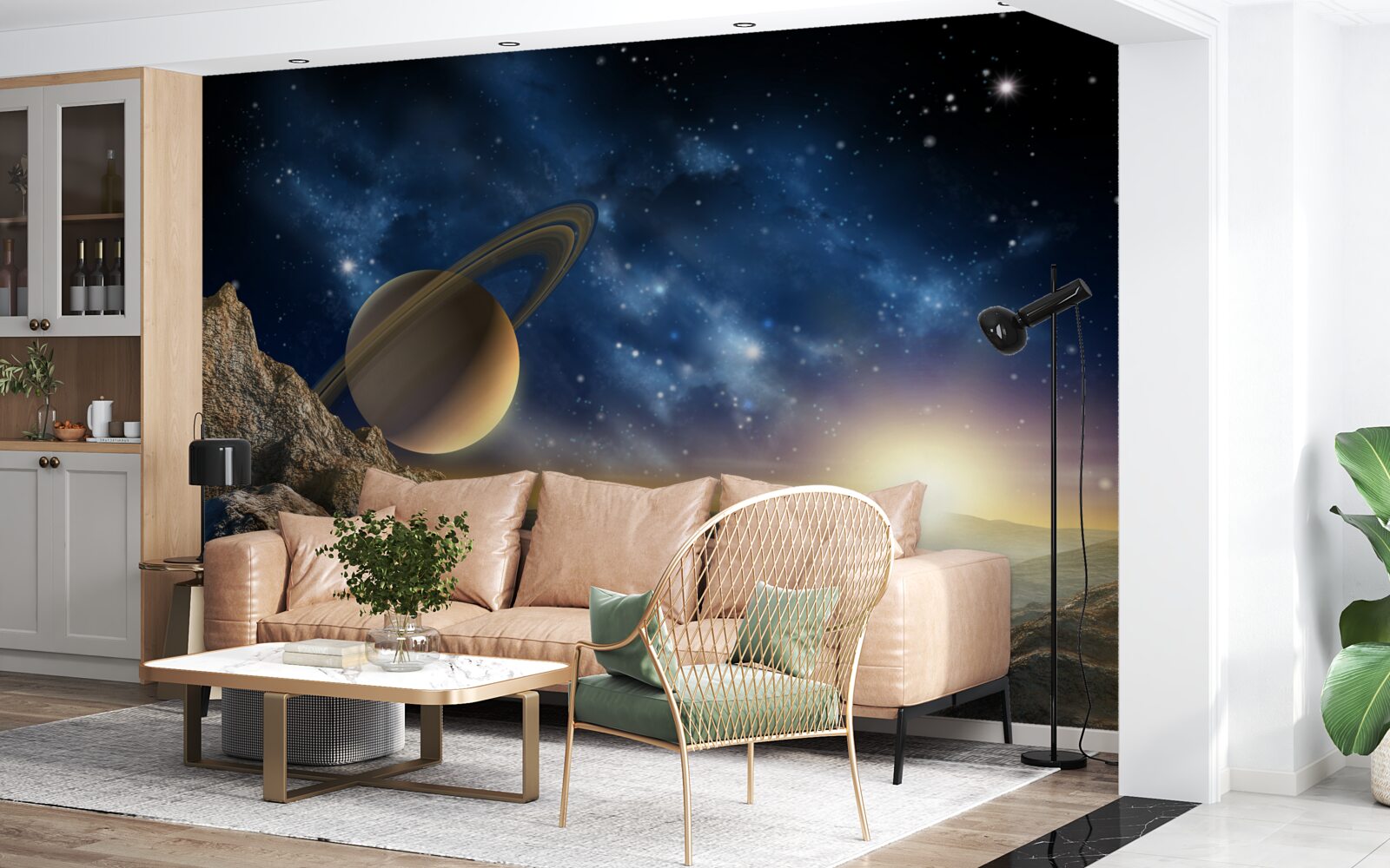 Fototapeten Abstraktion mit einem Planetenmotiv