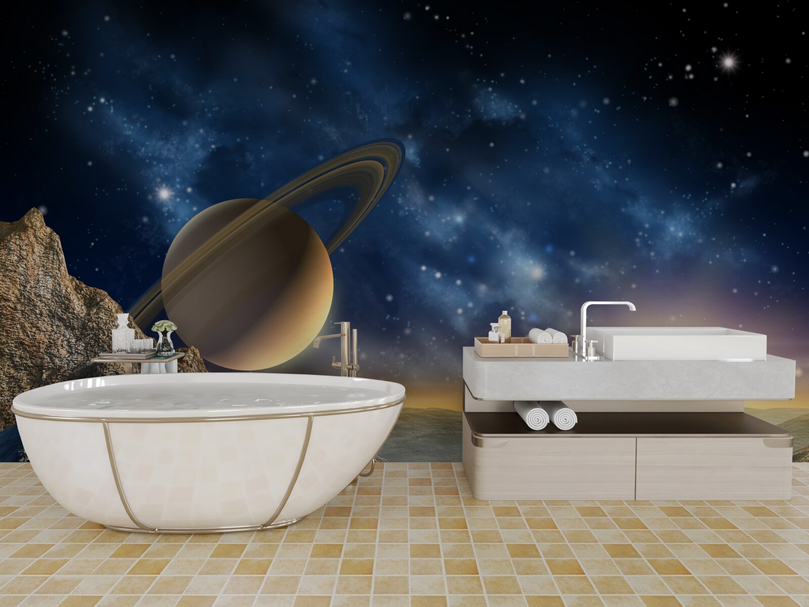 Fototapeten Abstraktion mit einem Planetenmotiv