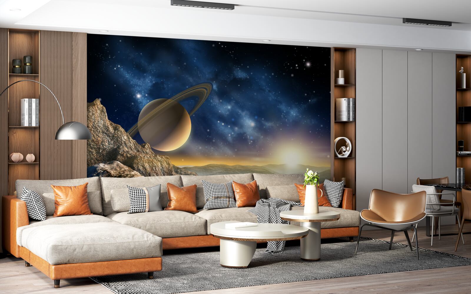 Fototapeten Abstraktion mit einem Planetenmotiv