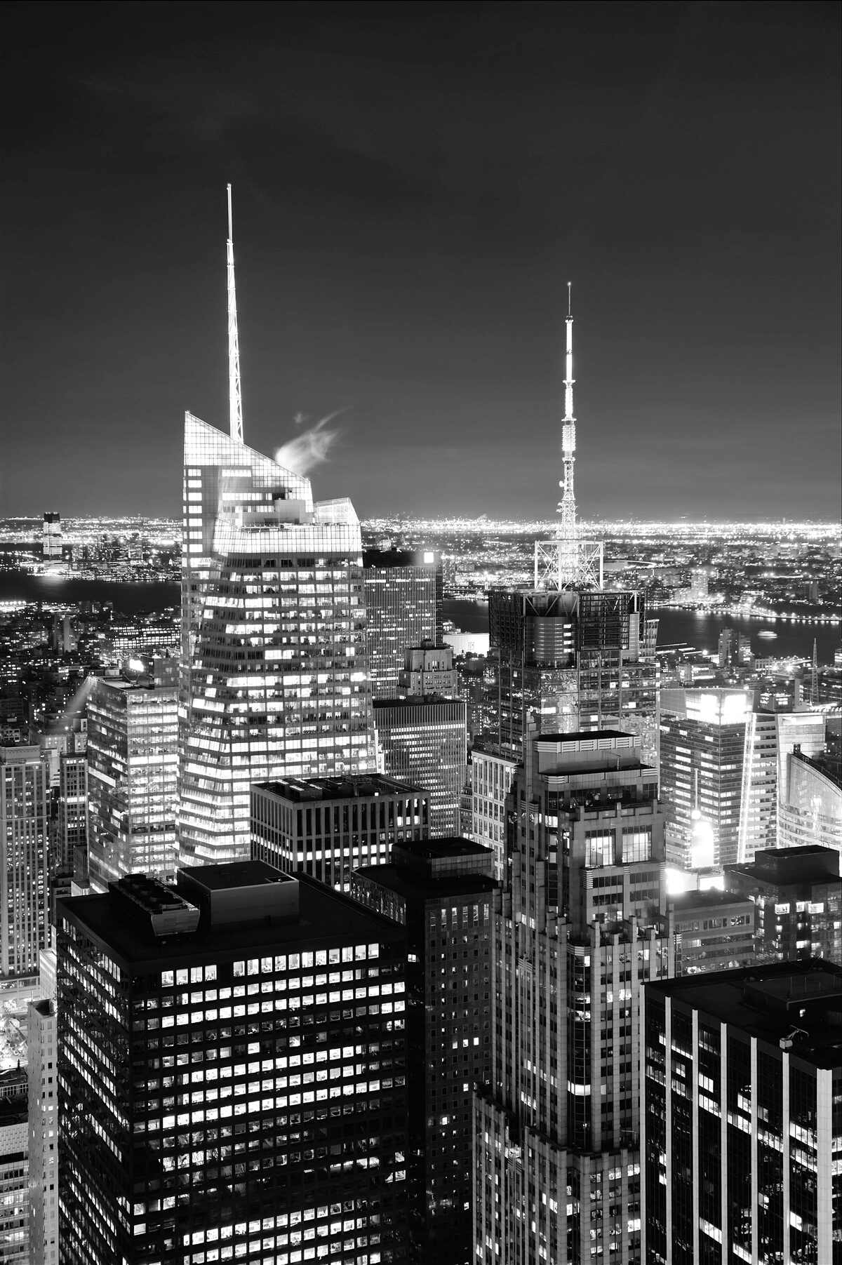 Fototapeten Nachtstadt in Schwarz und Weiß