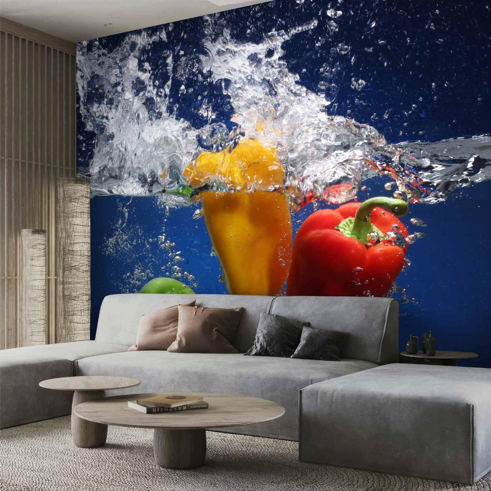 Fototapeten Paprika unter fließendem Wasser