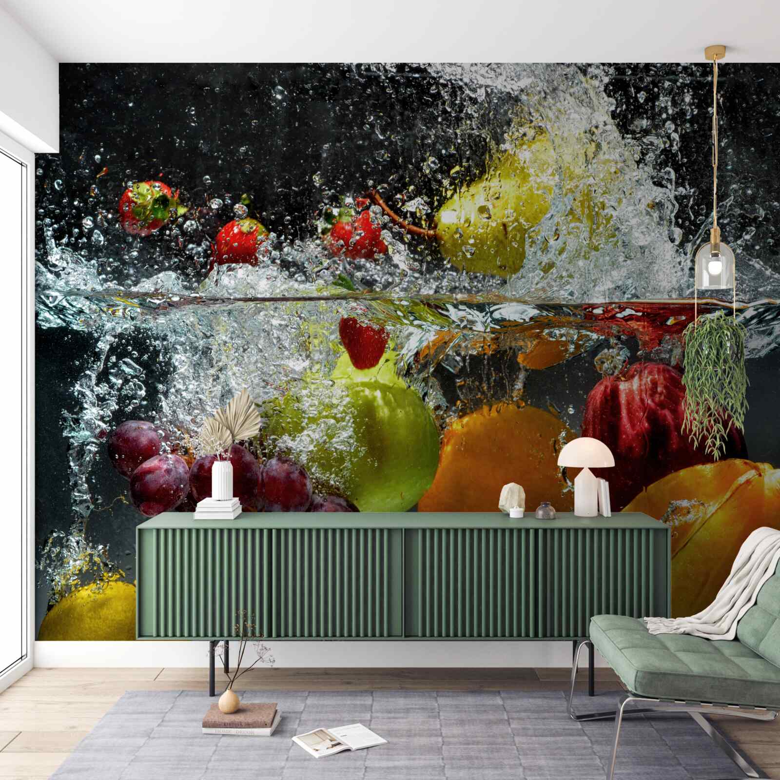 Fototapeten Gemüse und Obst unter Wasser